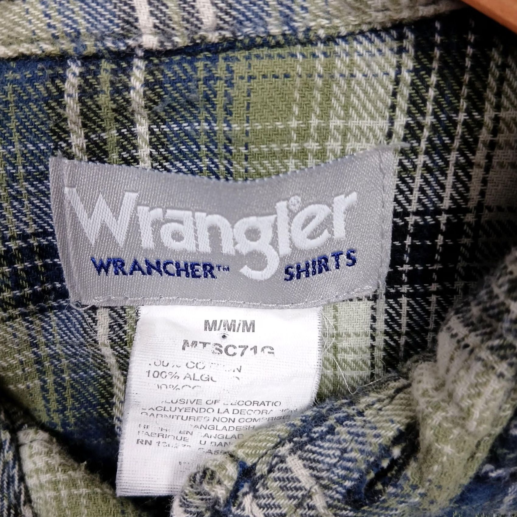 Wrangler Wrangler Shirt Mens Medium Green Blue Plaid Western Pearl Snap Long Sleeve Shirt Size US M / EU 48-50 / 2 - 3 Thumbnail