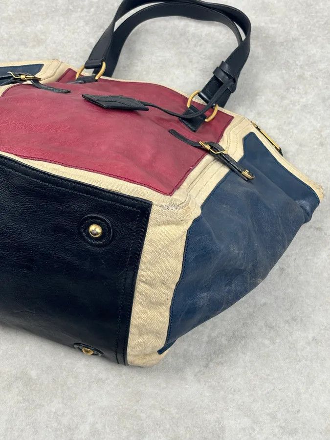 Yves Saint Laurent 2000s Yves Saint Laurent Burgundy Leather Colorblock Handle Bag Size ONE SIZE - 5 Thumbnail