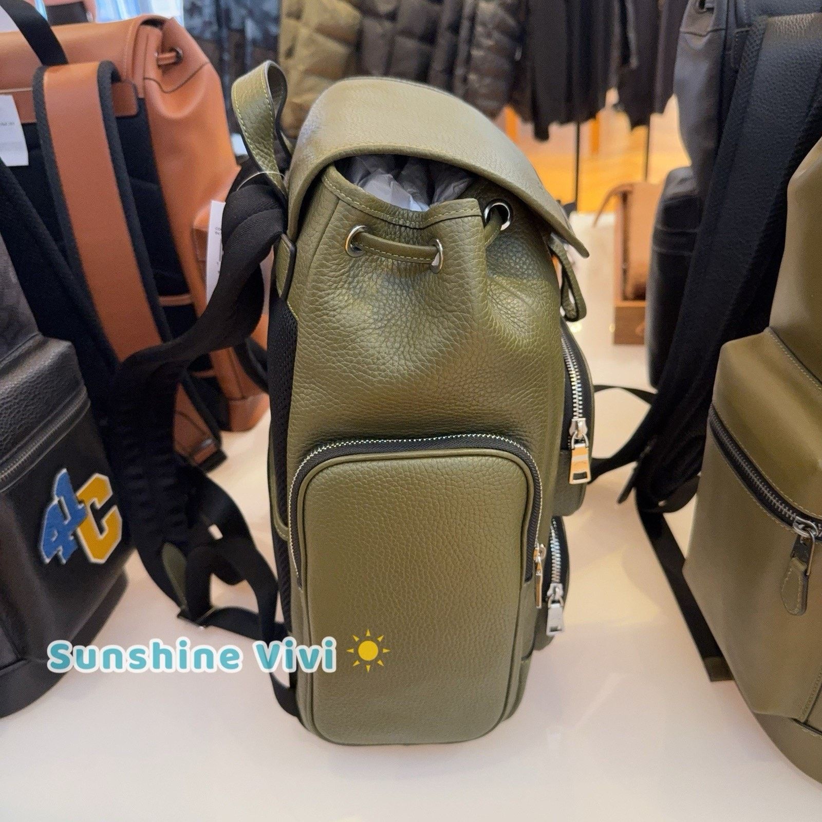Coach NWT Coach Finn Backpack Silver/Olive CDC72 Leather Size ONE SIZE - 3 Thumbnail