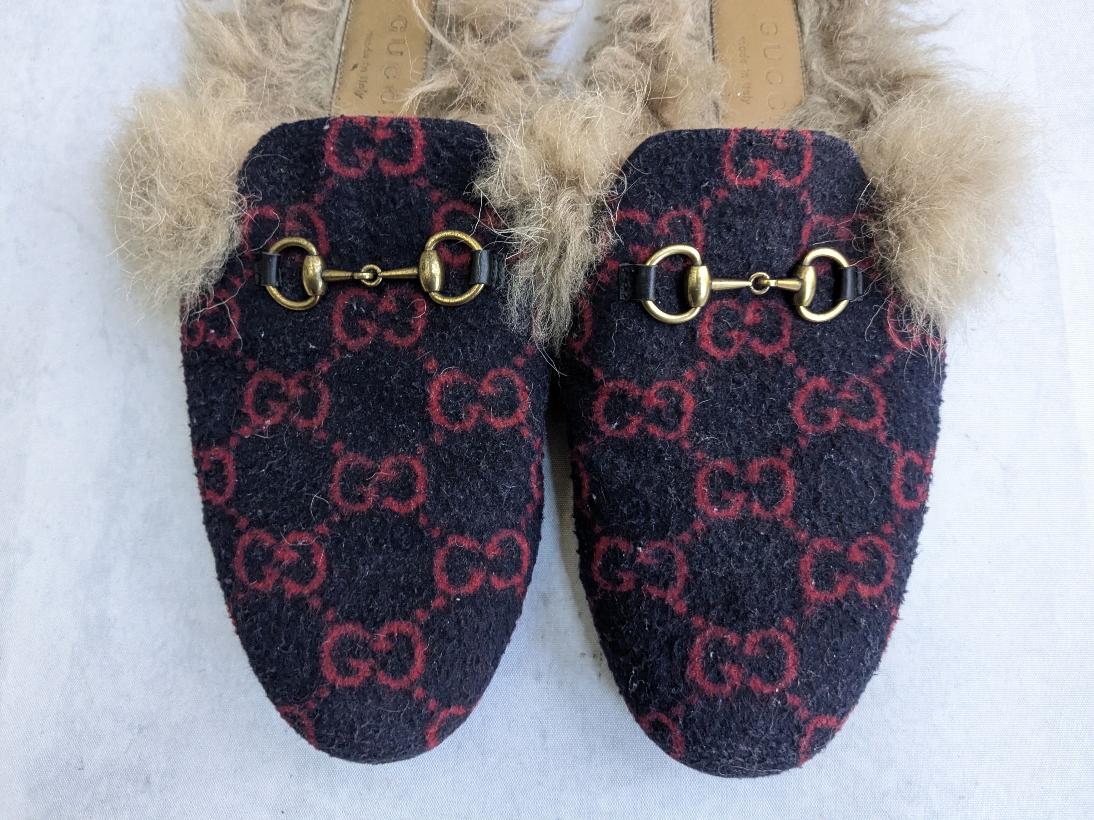 Gucci Gucci Princetown Horsebit Loafers Navy Blue Red Fur 7 40 Size US 7 / EU 40 - 3 Thumbnail