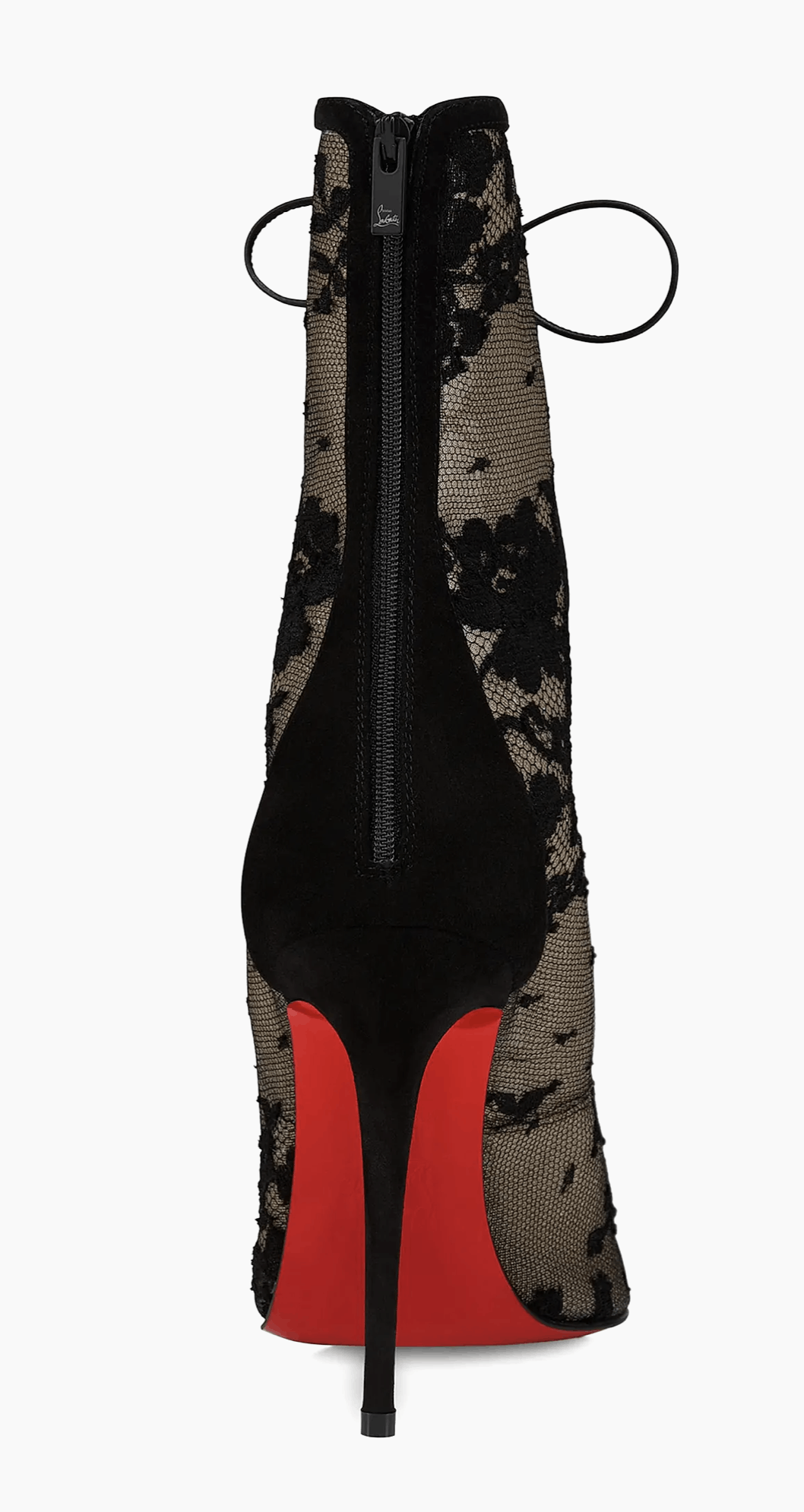 Christian Louboutin KM Lace Booty 100 Black Mesh Lace Up Ankle Heel Bootie 40 Size US 10 / IT 40 - 15 Thumbnail