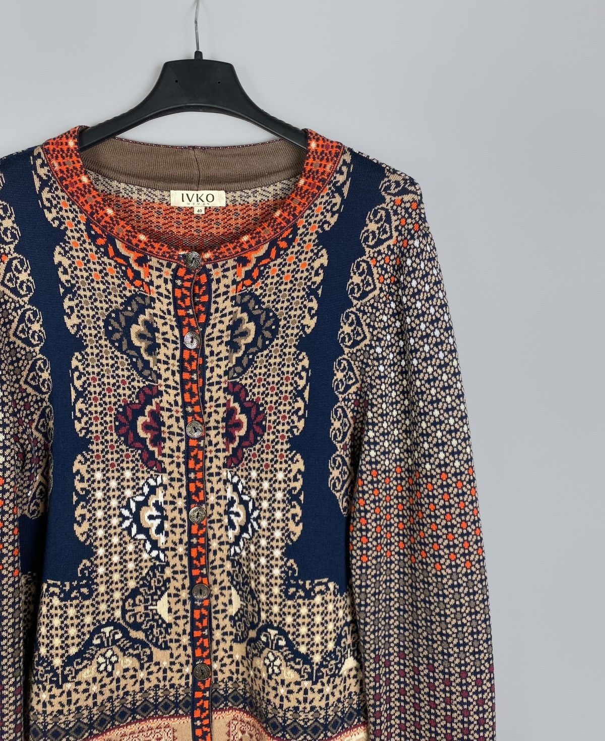 Other Women's IVKO Morocco Pattern Knit Cotton Sweater Size 40 L Size L / US 10 / IT 46 - 2 Thumbnail