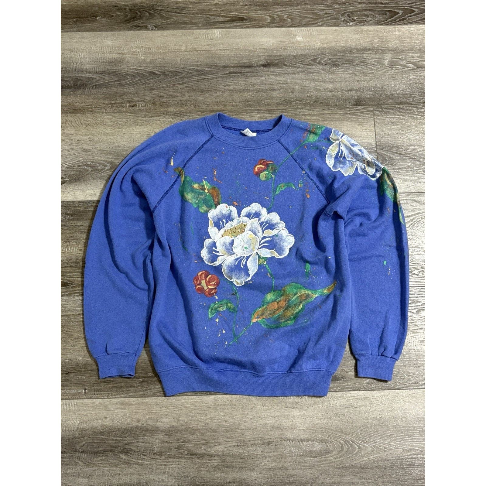 Hanes Vintage 90s Hanes Painted 3D Flower Crewneck - Men’s Large Size US L / EU 52-54 / 3 - 1 Thumbnail