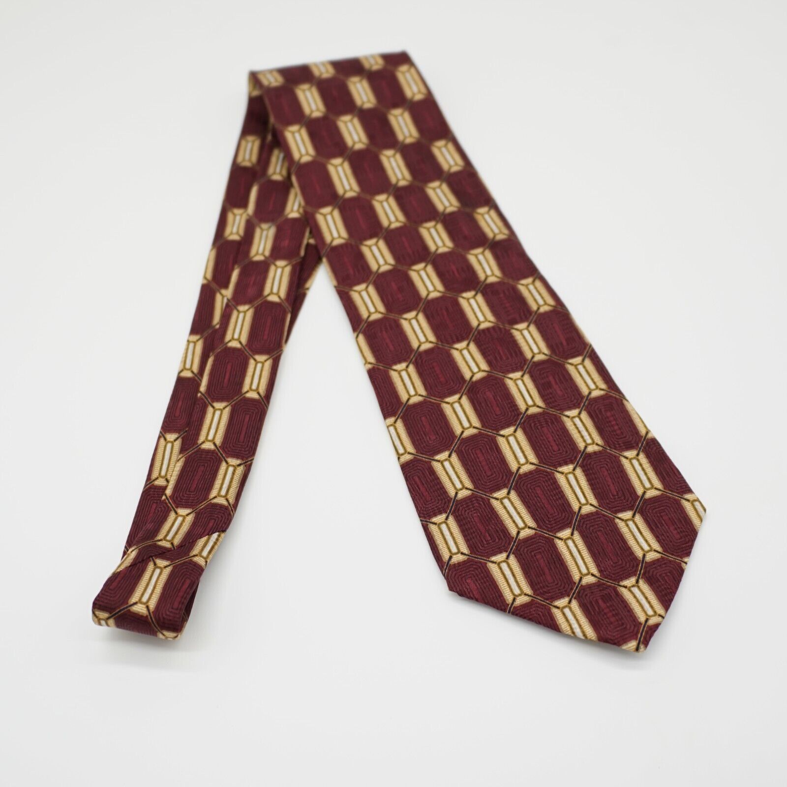 Woodward Woodward Red Yellow Geometric Print Short Wide Silk Tie Size ONE SIZE - 6 Thumbnail