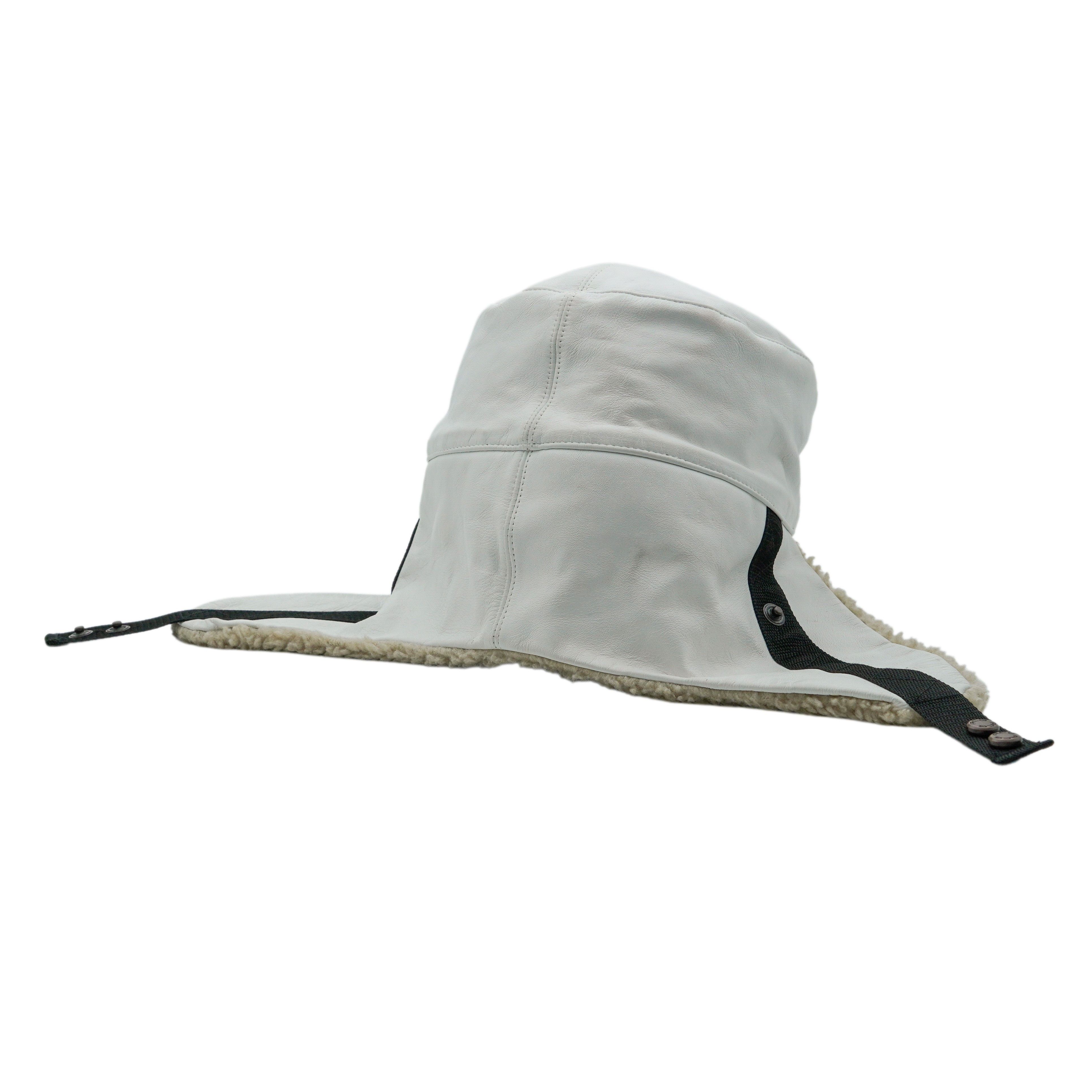 Nike ACG Nike ACG White Leather Shearling Lined Logo Ear Flap Hat Size ONE SIZE - 4 Thumbnail