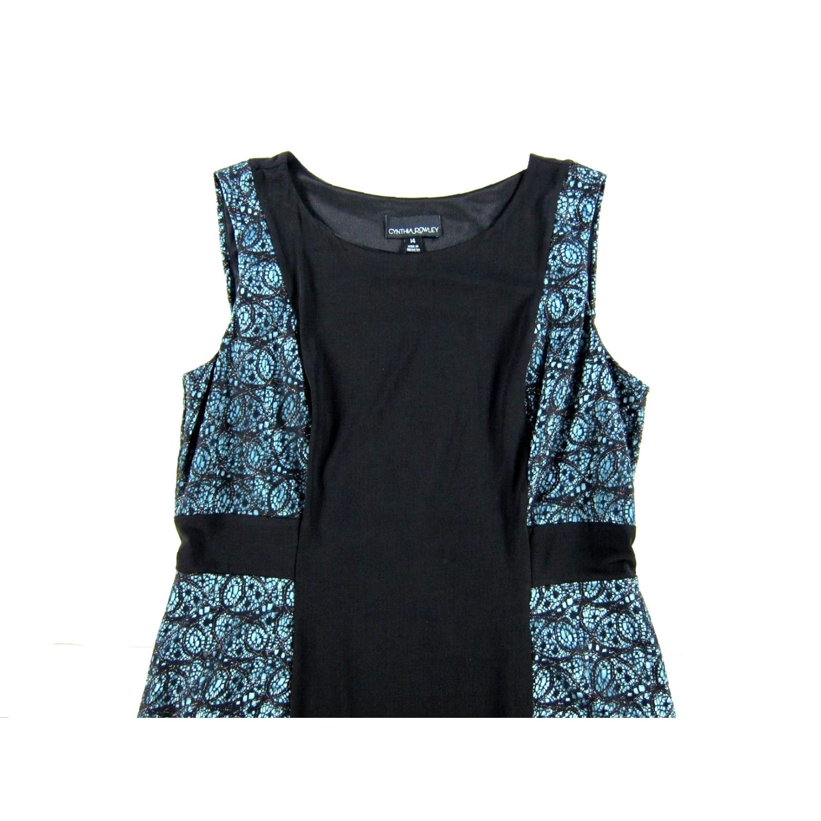 Cynthia Rowley Cynthia Rowley Black Green Lace Stretch Sleeveless Sheath Tank Dress 14 Size XL / US 12-14 / IT 48-50 - 4 Thumbnail
