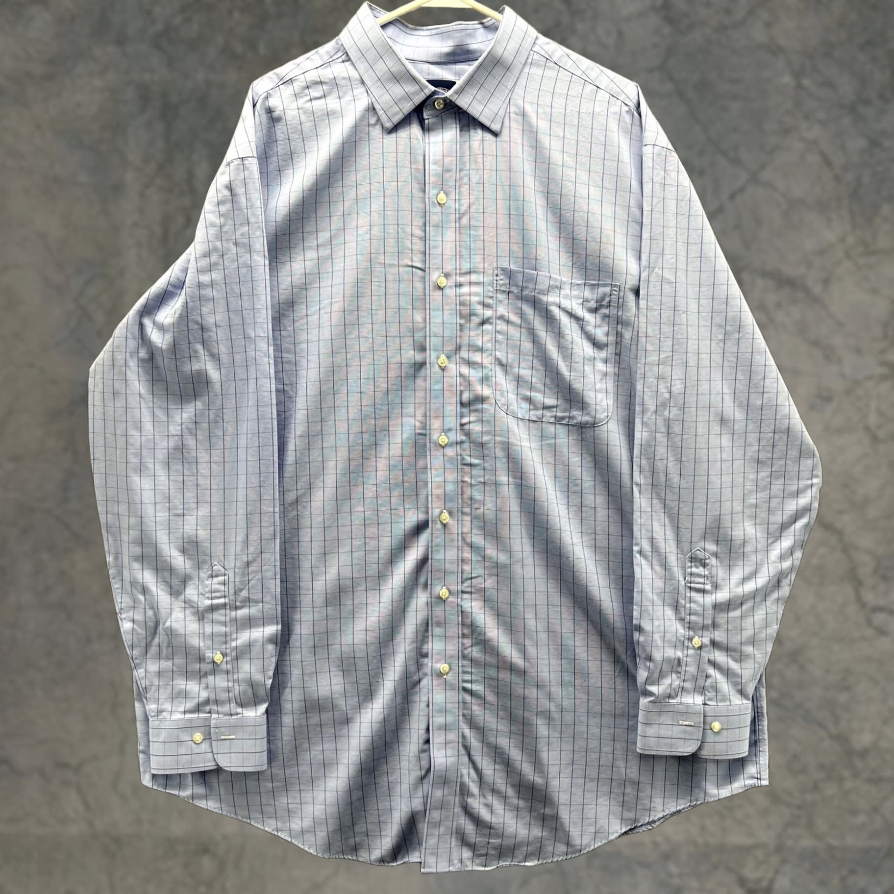 Brooks Brothers Brooks Brothers Dress Shirt Mens 18 36/37 Blue Check Non Iron Cotton LS 1818 Size 48R - 1 Thumbnail