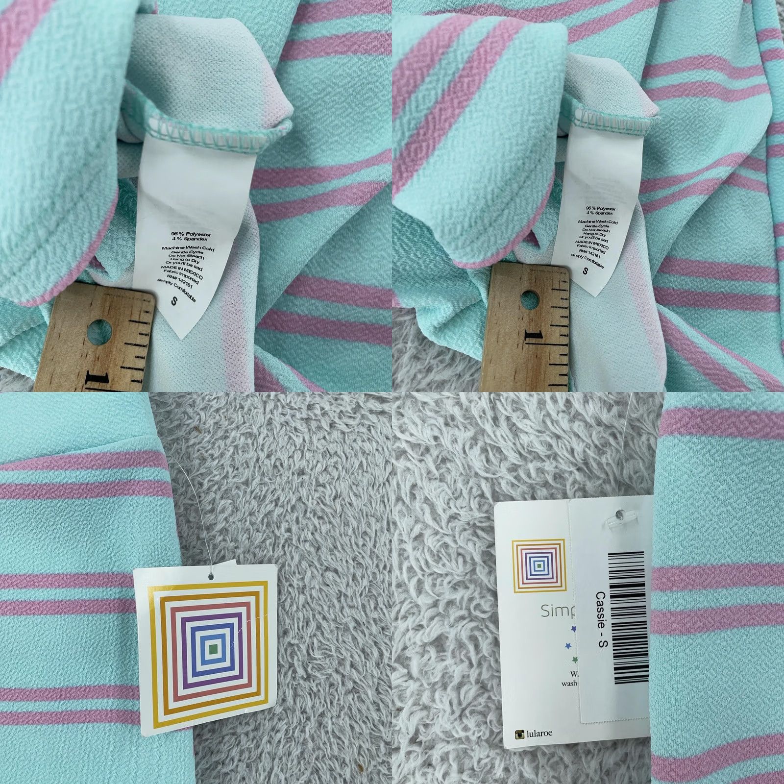 Vintage LuLaRoe Skirt Womens Small Aqua Pink Striped Pencil Stretch Bodycon Size 28" / US 6 / IT 42 - 8 Thumbnail
