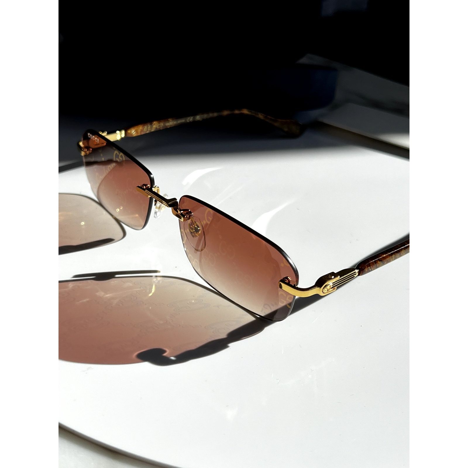 Gucci NEW Gucci GG1221S 004 Rimless Monogram Logo Lens Sunglasses Size ONE SIZE - 6 Thumbnail