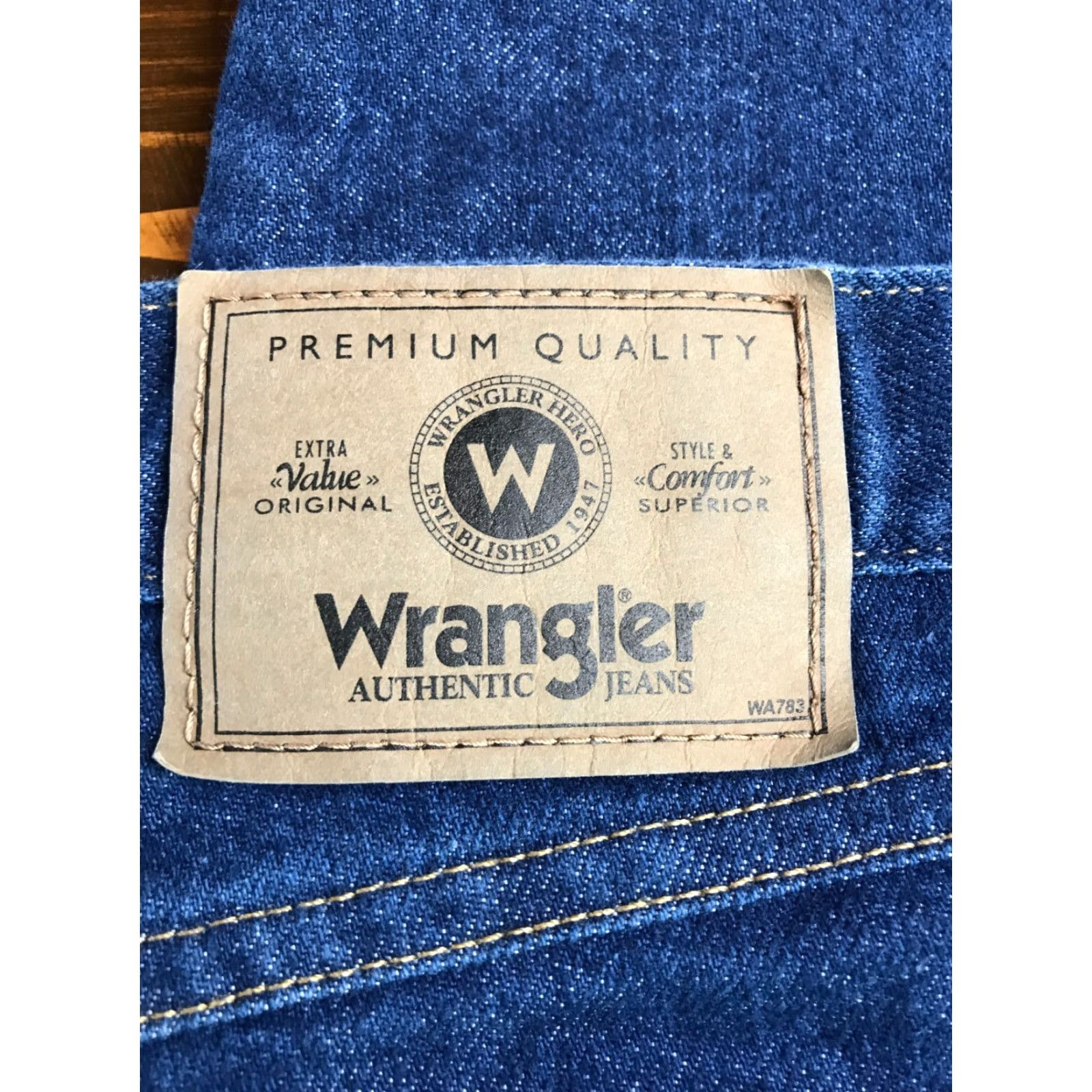 Wrangler Wrangler Jeans, Men's 42x29, Blue Denim, Pockets, Straight Leg, Regular Fit, 42x29, Jeans, Men Size US 42 / EU 58 - 3 Thumbnail