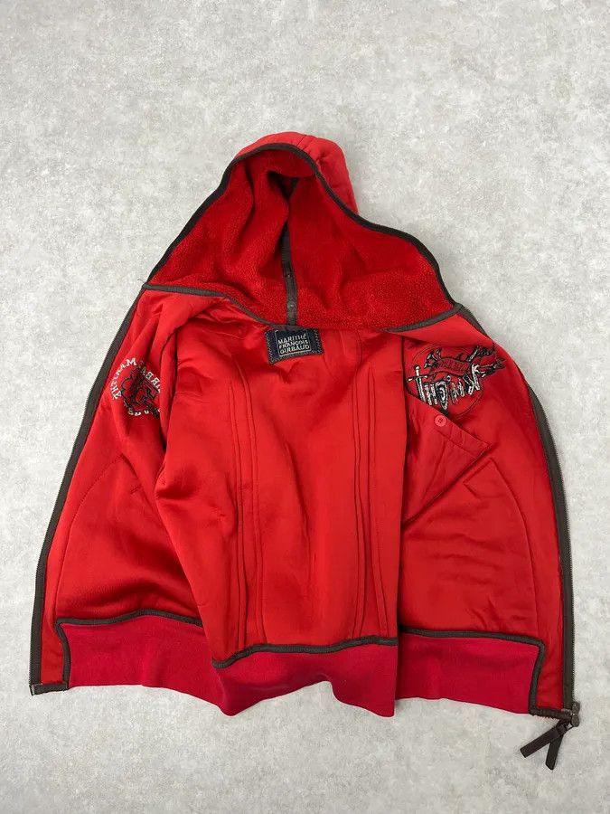 Marithe + Francois Girbaud 1990s Marithé + François Girbaud Red Fleece Embroidered Zip Jacket Size US S / EU 44-46 / 1 - 8 Thumbnail