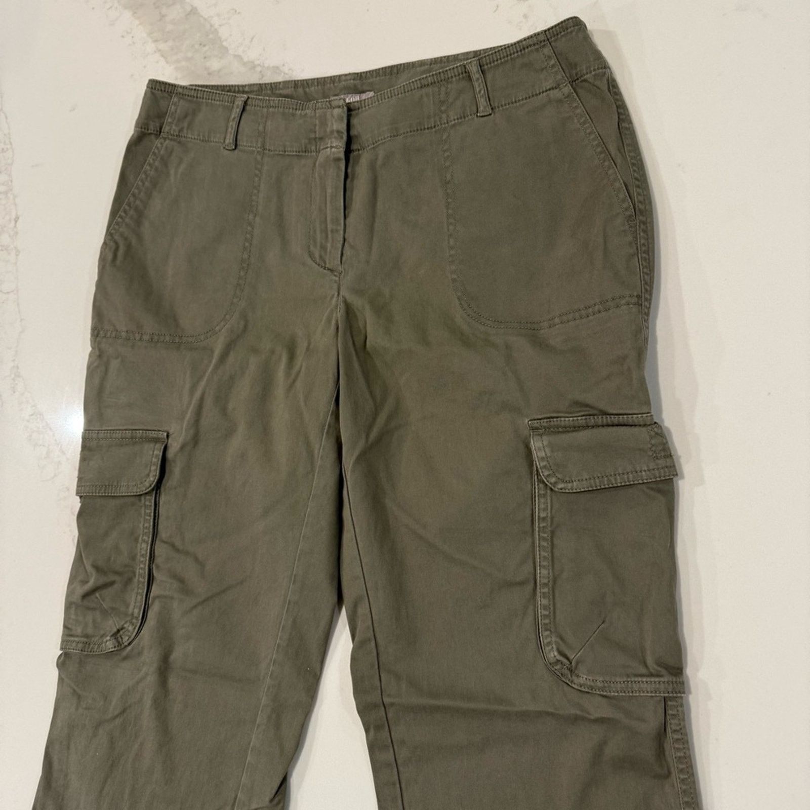 J. Jill J. Jill Chino Cargo Pants StraightLeg Womens 6 Stretch Olive Size 28" / US 6 / IT 42 - 3 Thumbnail