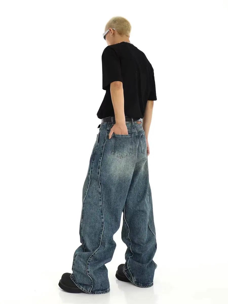 Japanese Brand × Jean Heavyweight Arc Spliced High Street Relaxed Jeans Size US 33 - 2 Thumbnail