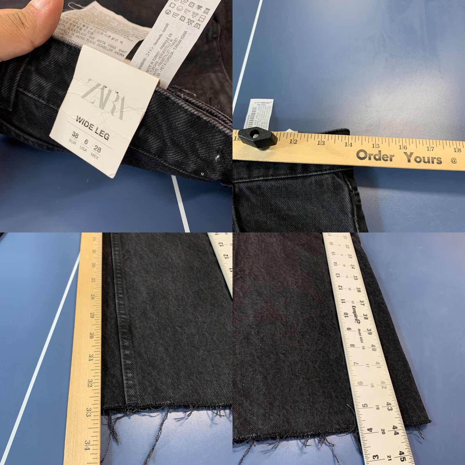 Zara Zara Jeans Womens Size 6 Fits 27x33 Black Denim High Rise Wide Leg New NWT Size 28" / US 6 / IT 42 - 11 Thumbnail