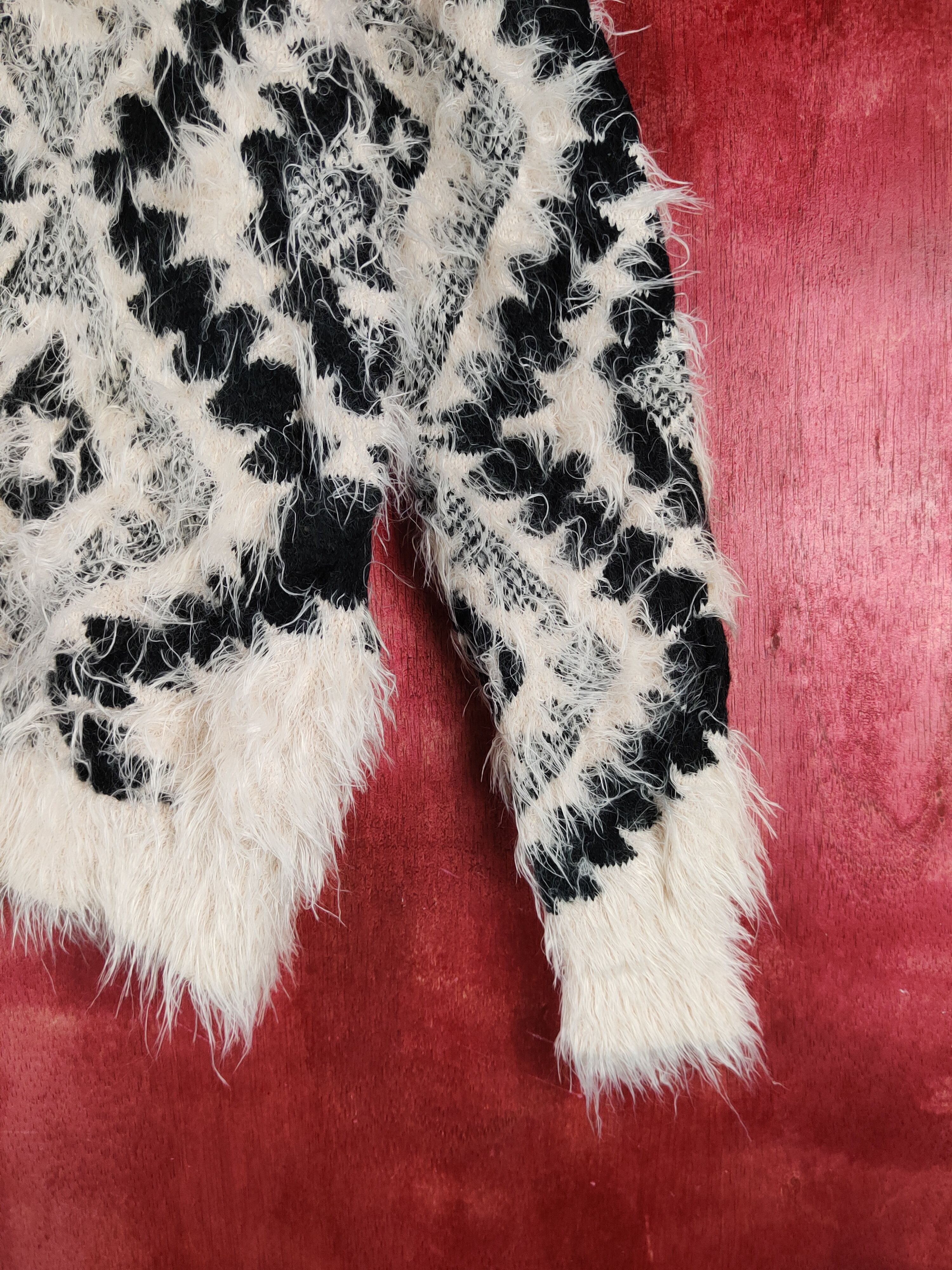 Homespun Knitwear Girty Black Beige Shag Shaggy Fur Mohair Knitwear #S2158 Size M / US 6-8 / IT 42-44 - 6 Thumbnail