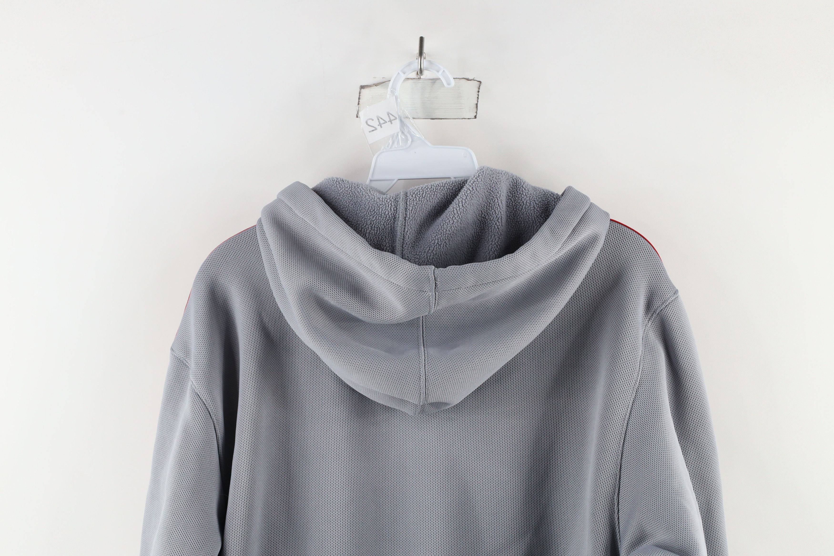 Adidas × Vintage Vintage Adidas Striped Mesh Knit Hoodie Sweatshirt Gray Size US L / EU 52-54 / 3 - 15 Thumbnail