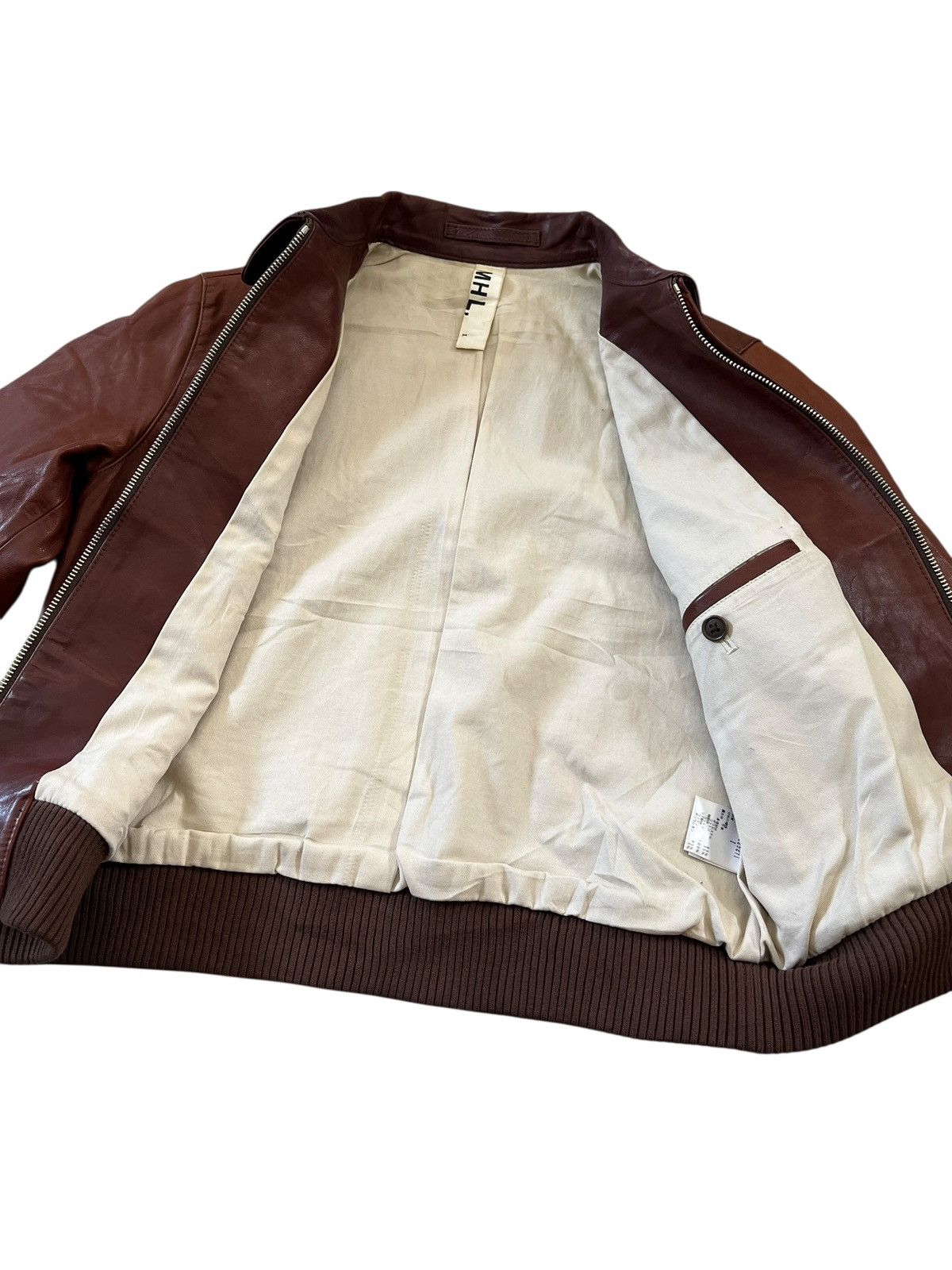 Margaret Howell MHL. Margarett Howell Aviator Leather Bomber Jacket Size S / US 4 / IT 40 - 12 Thumbnail