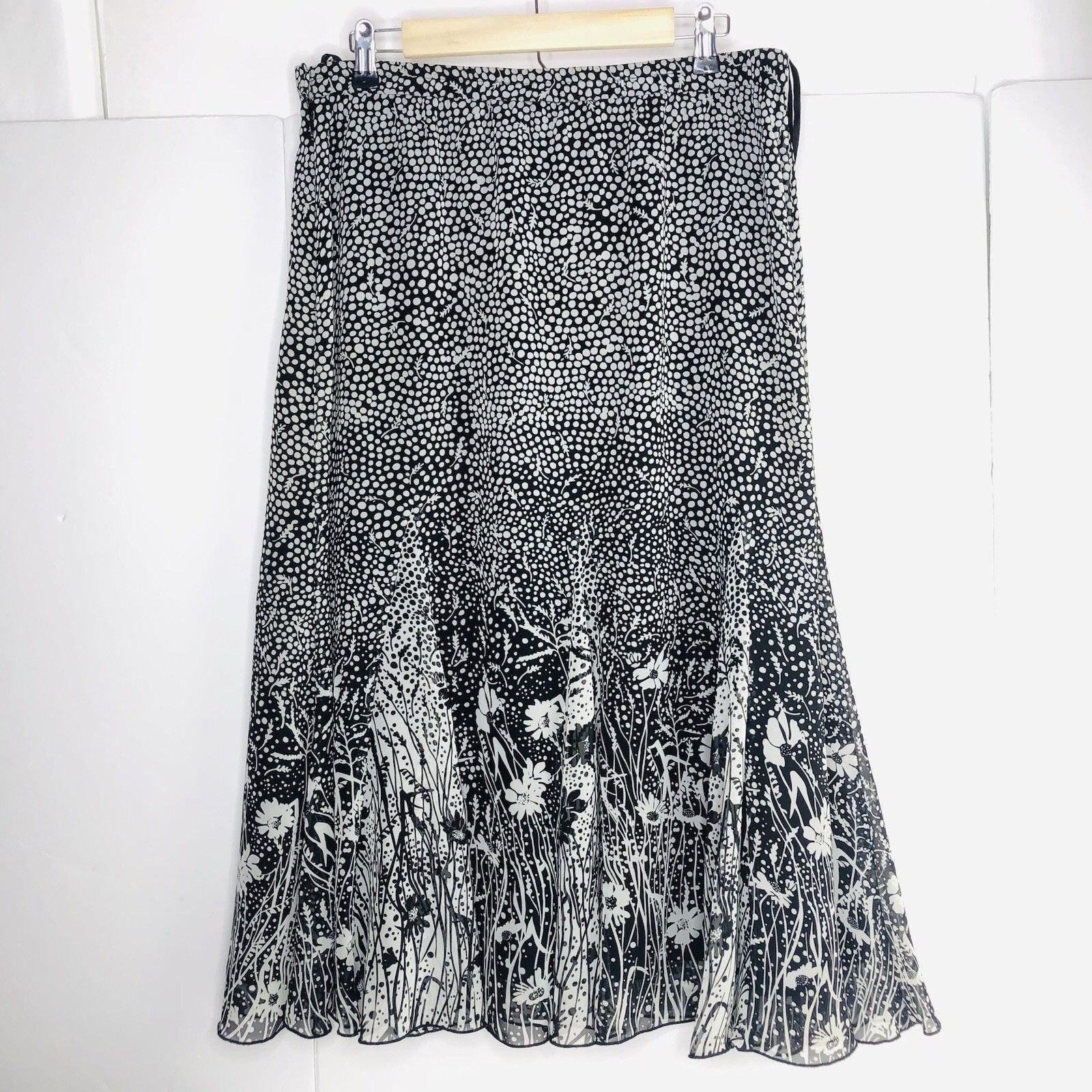 Coldwater Creek Coldwater Creek Floral Polka Dot Chiffon Fit & Flare Skirt L Size 34" / US 12 / IT 48 - 3 Thumbnail
