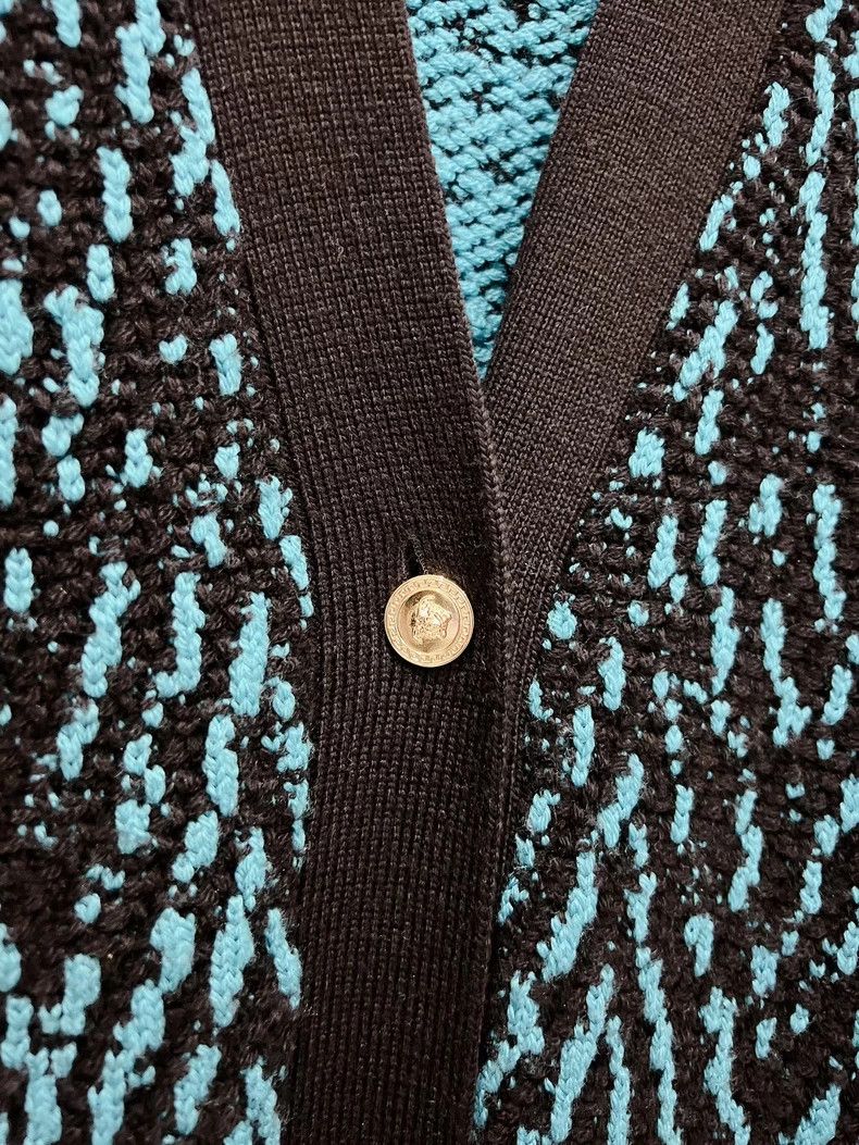 Versace Versace Blue and black patterned maxi wool cardigan jacket Size M / US 6-8 / IT 42-44 - 3 Thumbnail