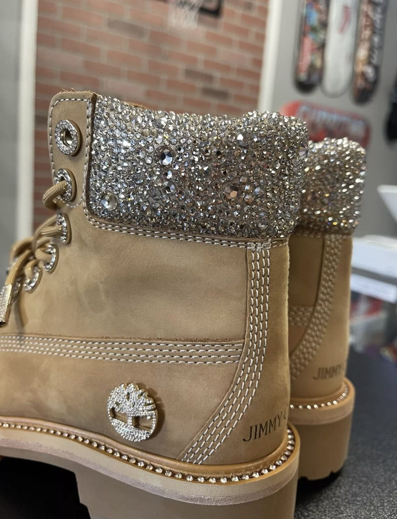 Jimmy Choo Size 5 - Jimmy Choo X Timberland Suede Crystal Encrusted Size US 5 / IT 35 - 5 Thumbnail