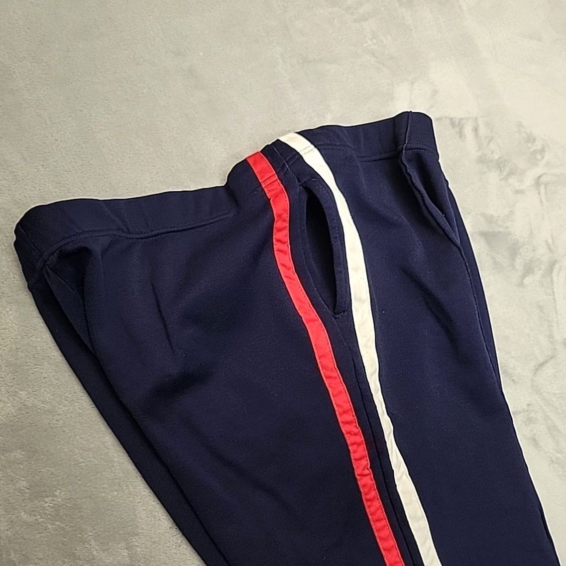 JCPenney VINTAGE JCPenney Pants Mens L Blue VTG Track Striped Knit 70s 80s Pocket Retro Tennis Size US 33 - 6 Thumbnail
