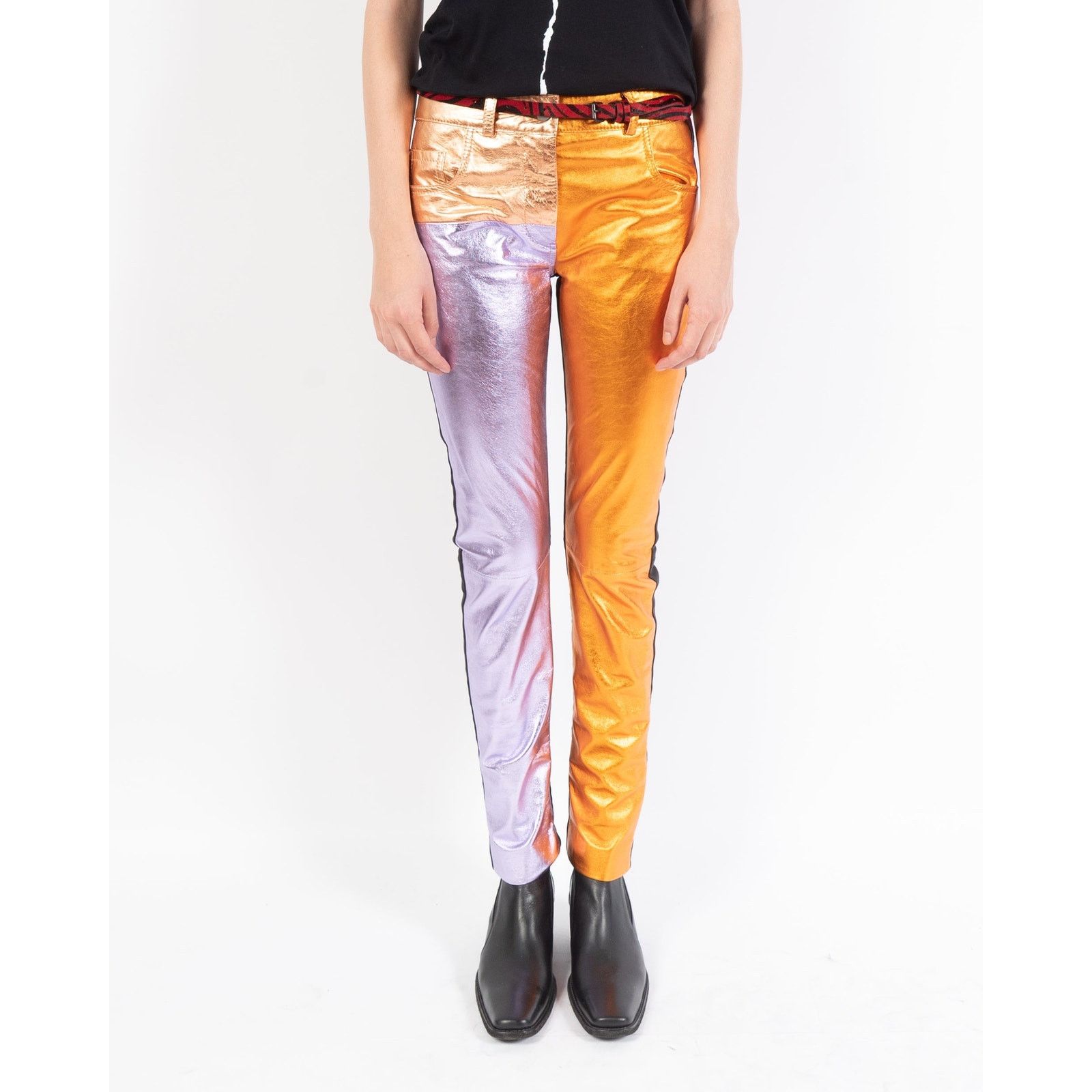 Haider Ackermann SS17 Tricolor Leather Skinny Trousers Size 26" / US 2 / IT 38 - 1 Thumbnail