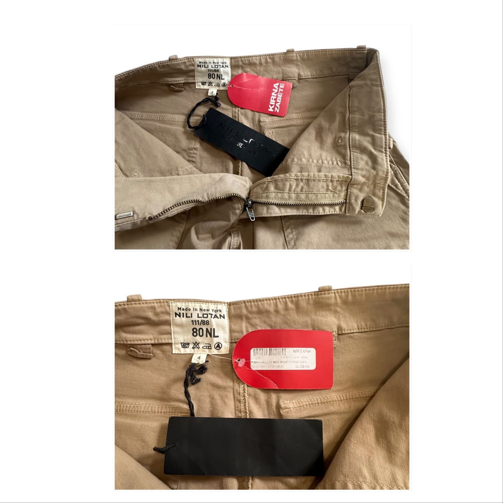 Nili Lotan Nili Lotan Jenna Cropped Raw-Edge Pants, Beige/Khaki, Size 4 Size 27" / US 4 / IT 40 - 4 Thumbnail