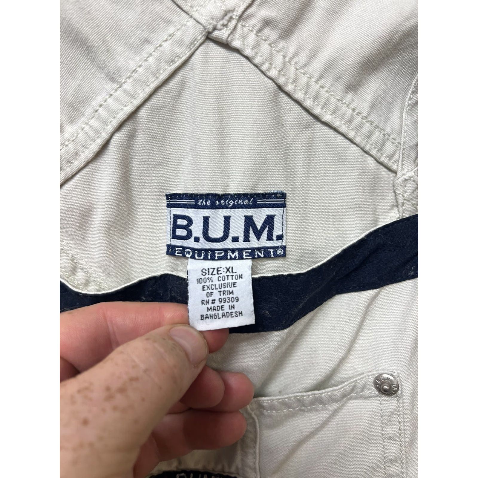 Vintage VINTAGE B.U.M. Equipment OVERALLS WOMENS Shortalls Khaki XL BIB 90s Size 40" / US 18 - 4 Thumbnail
