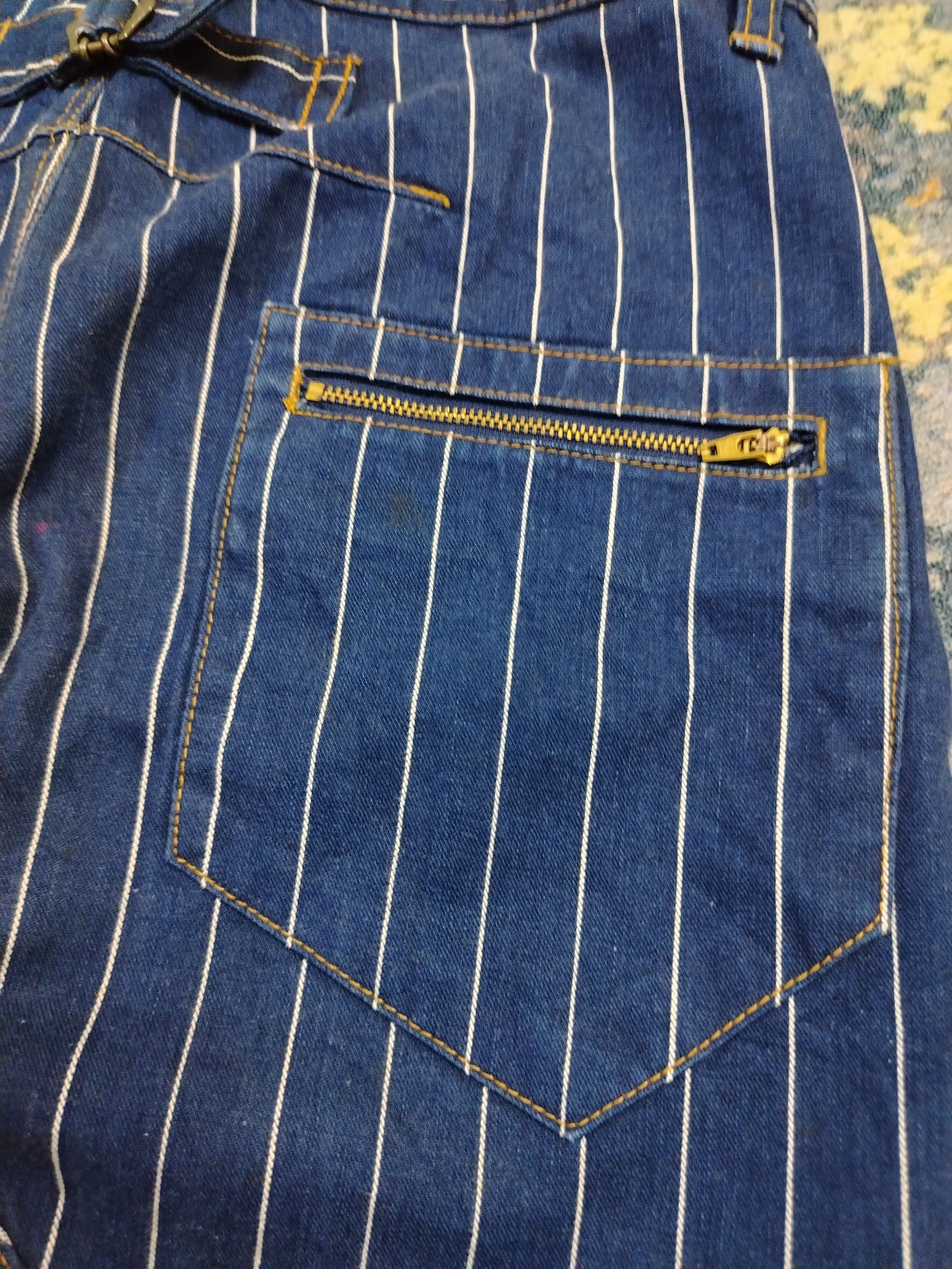 Japanese Brand Guell Mustard pinstripe denim Size US 33 - 4 Thumbnail