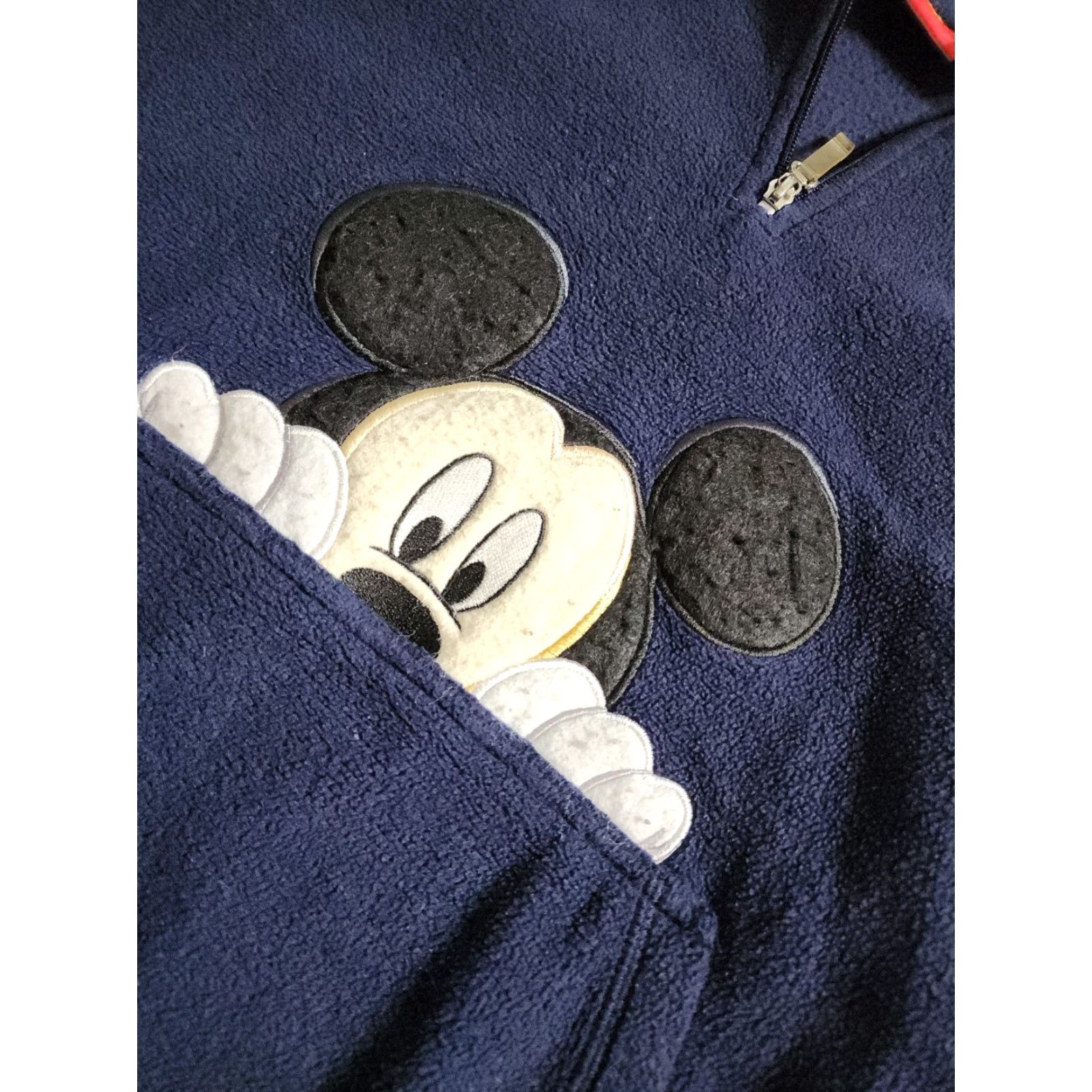 Disney VINTAGE Disney Hooded Sweatshirt Mens L Mickey Mouse Peeking Out 1/4 Zip Kangaroo Pocket Blue, Cartoon pullovers Size US L / EU 52-54 / 3 - 2 Thumbnail
