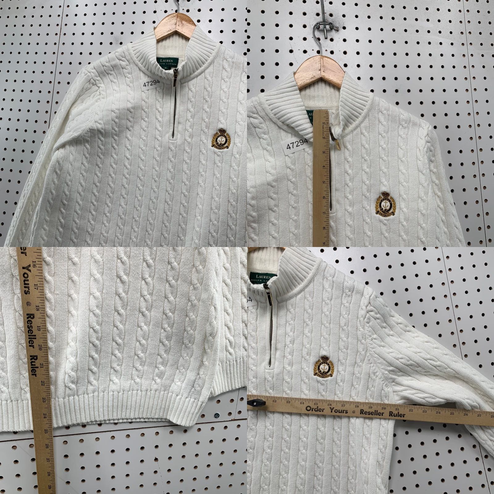 Ralph Lauren Lauren Ralph Lauren Sweater Womens Plus 1X White Cable Knit 1/4 Zip Pullover Size XL / US 12-14 / IT 48-50 - 8 Thumbnail