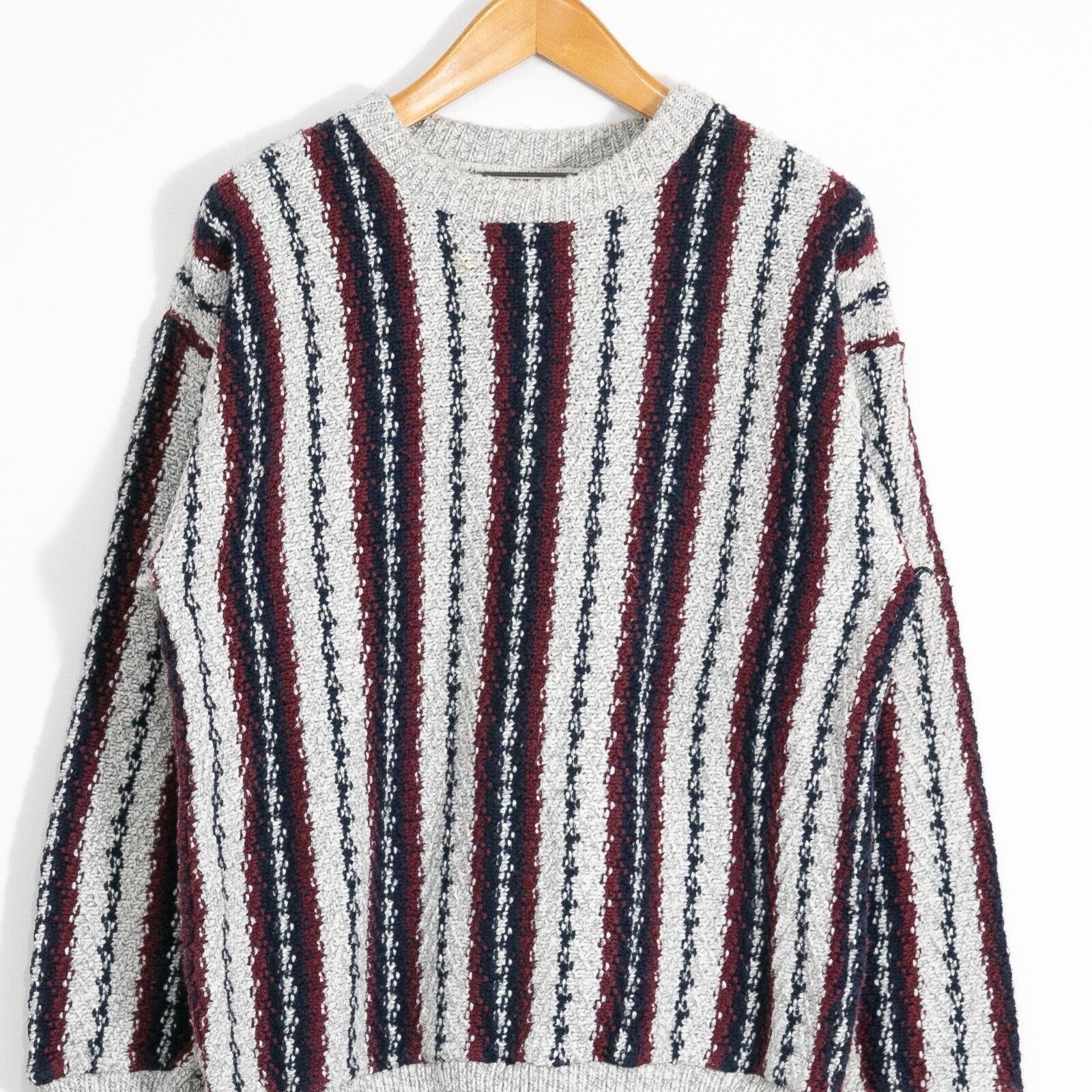 Vintage Vintage Striped Cotton Knit Sweater Mens Medium - Textured Size US M / EU 48-50 / 2 - 2 Thumbnail