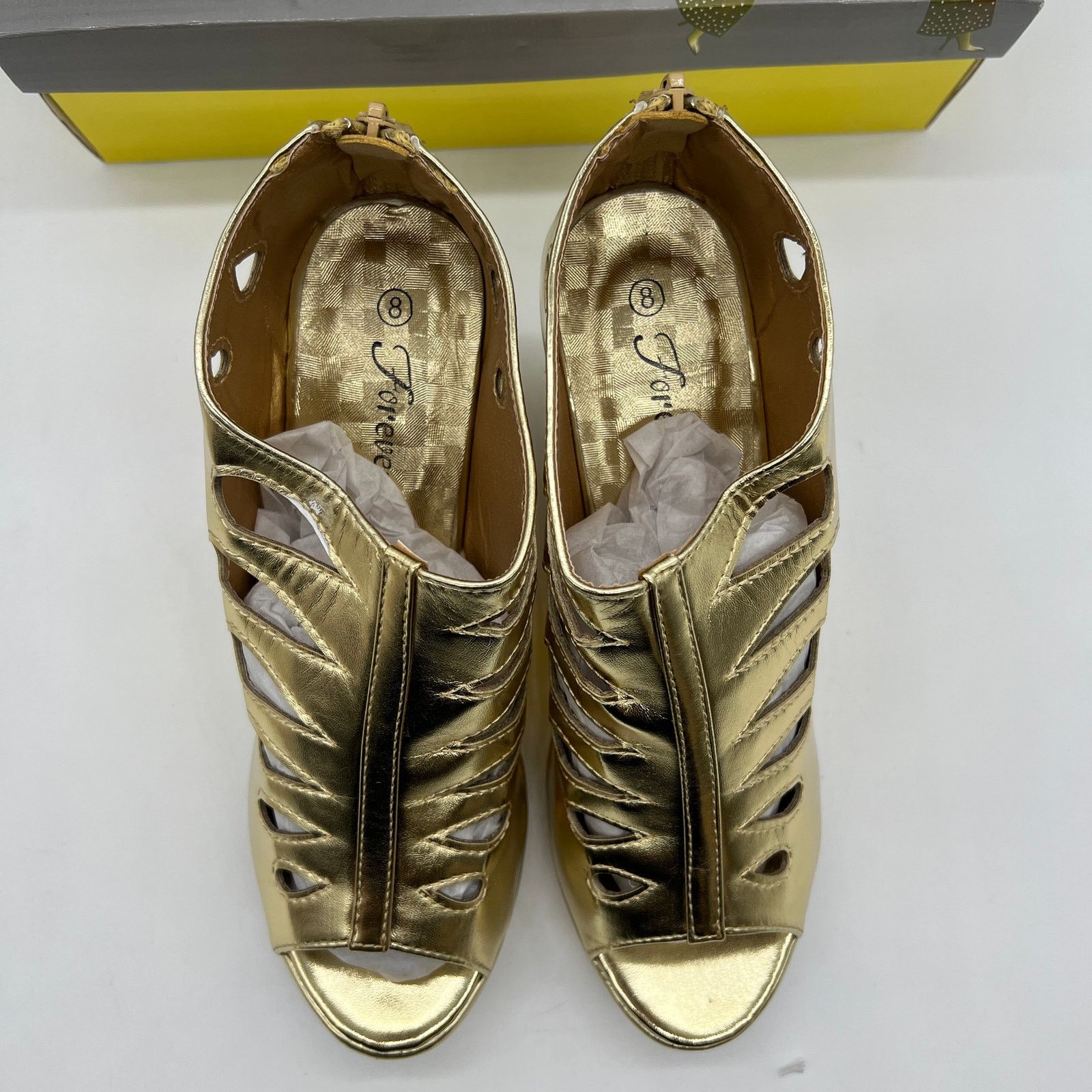Other Forever Gold Wedge Sandals Women's Size 8 Shoes Back Zipper Size US 8 / IT 38 - 6 Thumbnail