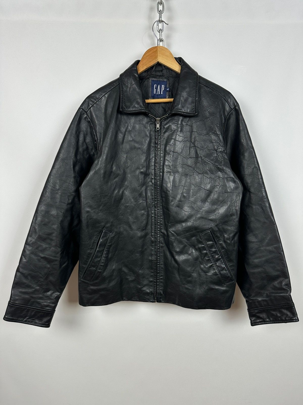 Gap × Vintage GAP Vintage Leather Jacket Zip Up | Grailed