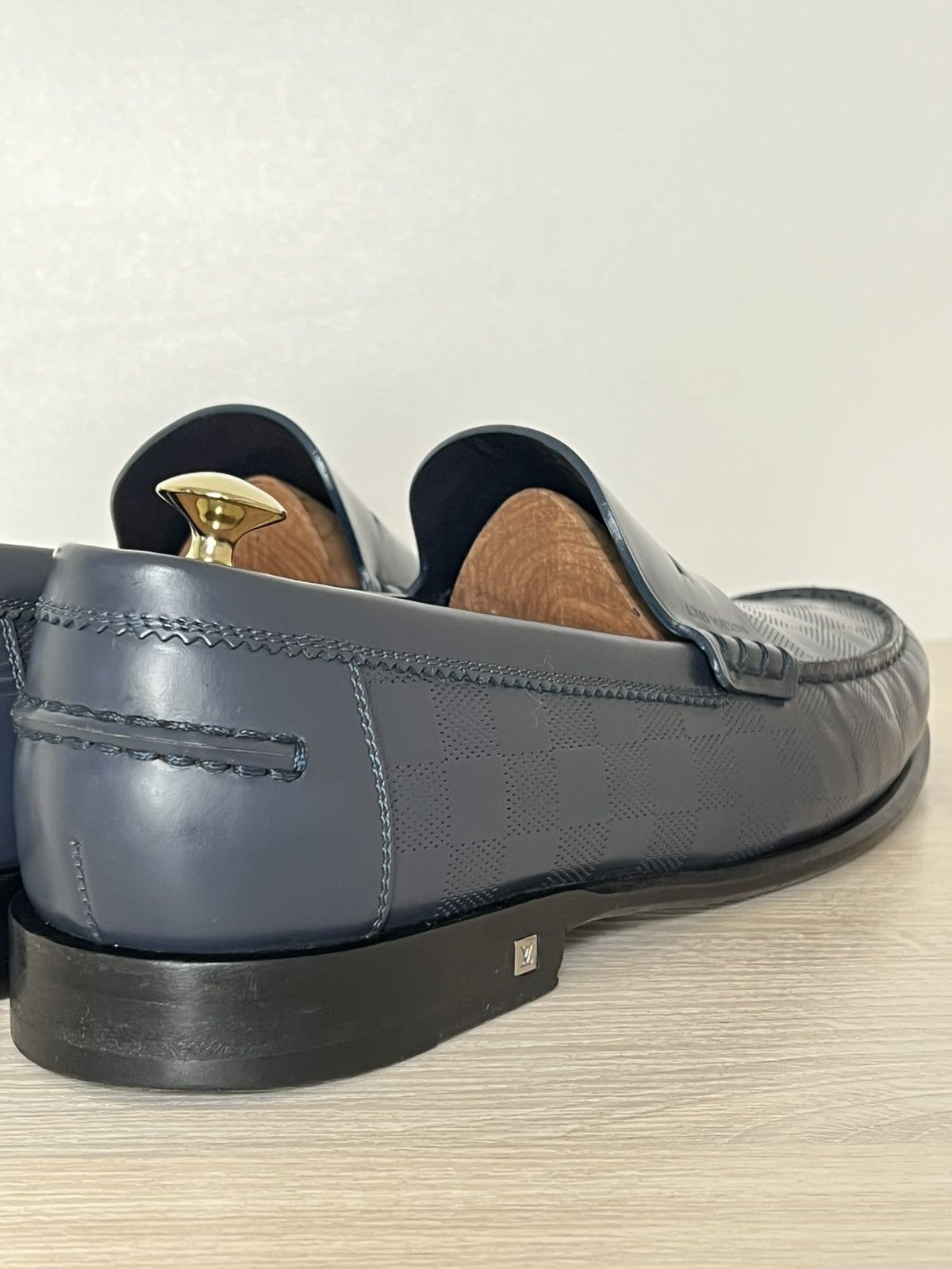 Louis Vuitton Louis Vuitton Damier Embossed Leather Penny Loafers Blue 10 Size US 10 / EU 43 - 11 Thumbnail