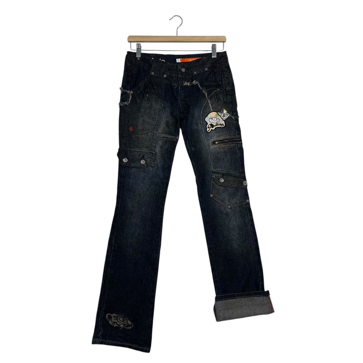 Japanese Brand Vintage Akdmks Tactical Rare Design Flare Denim Jeans Size 29" - 11 Thumbnail