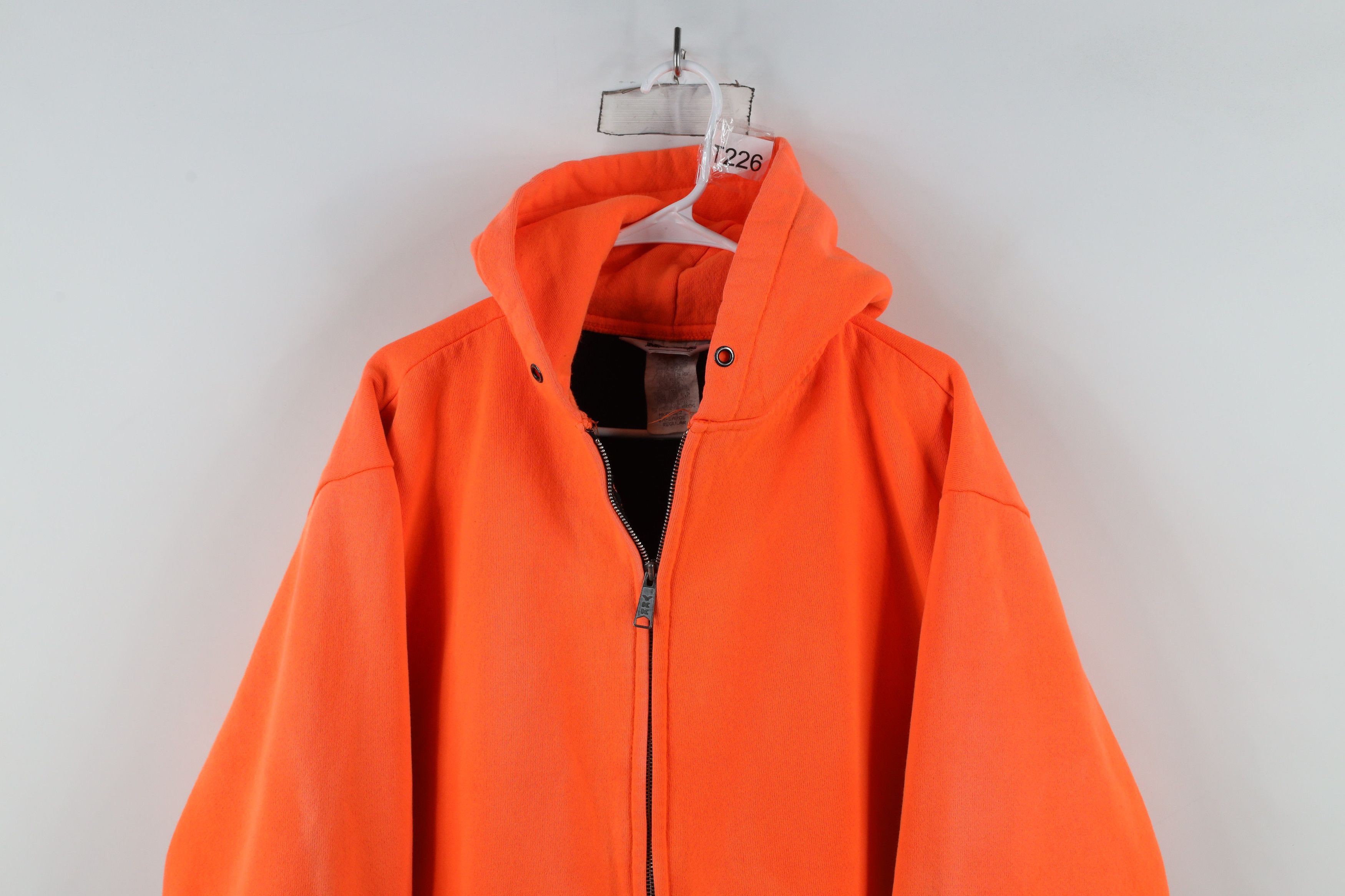 Vintage Vintage 90s Streetwear Full Zip Hoodie Blaze Orange USA Size US XXL / EU 58 / 5 - 2 Thumbnail
