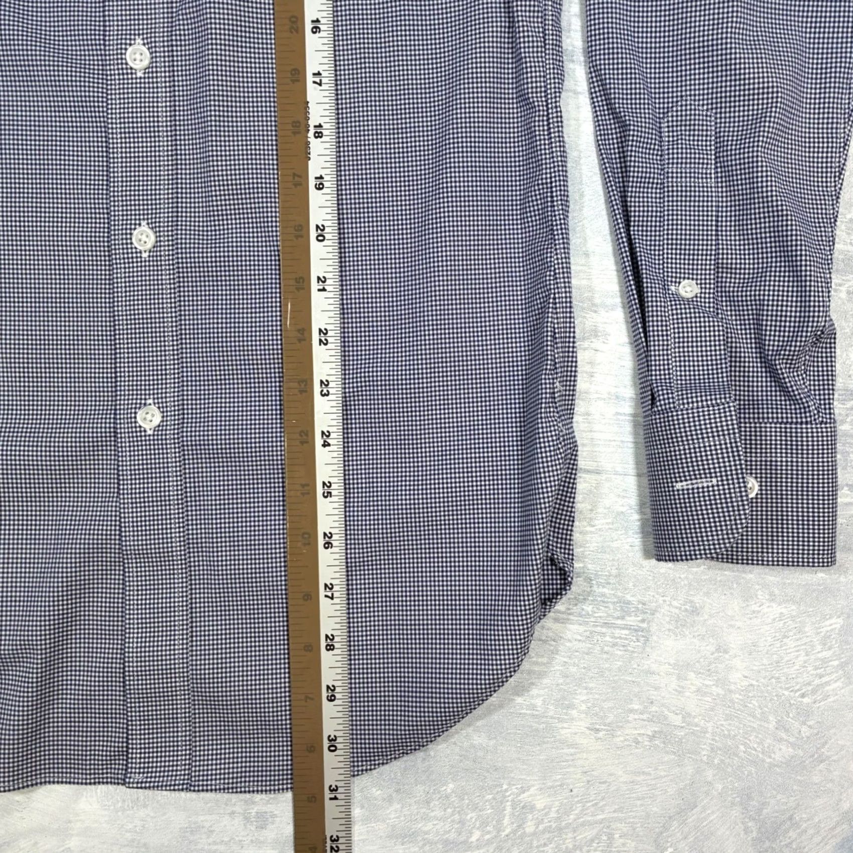 J.Crew J. Crew Ludlow Slim Fit Gingham Dress Shirt Men 14.5 32 Navy White Size 40R - 8 Thumbnail