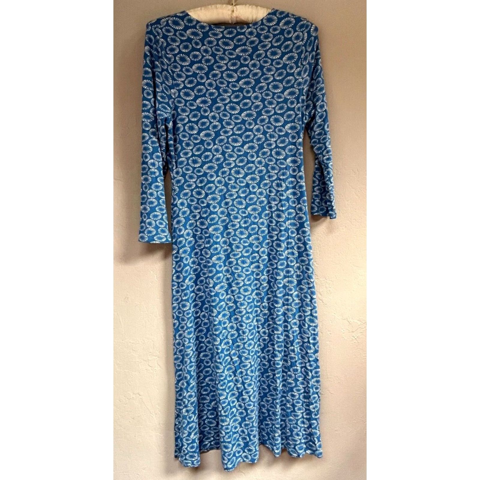 Boden Boden Dress Womens 12R Blue Jersey Stretch Midi Skater Classic Preppy Geometric Size XL / US 12-14 / IT 48-50 - 2 Thumbnail