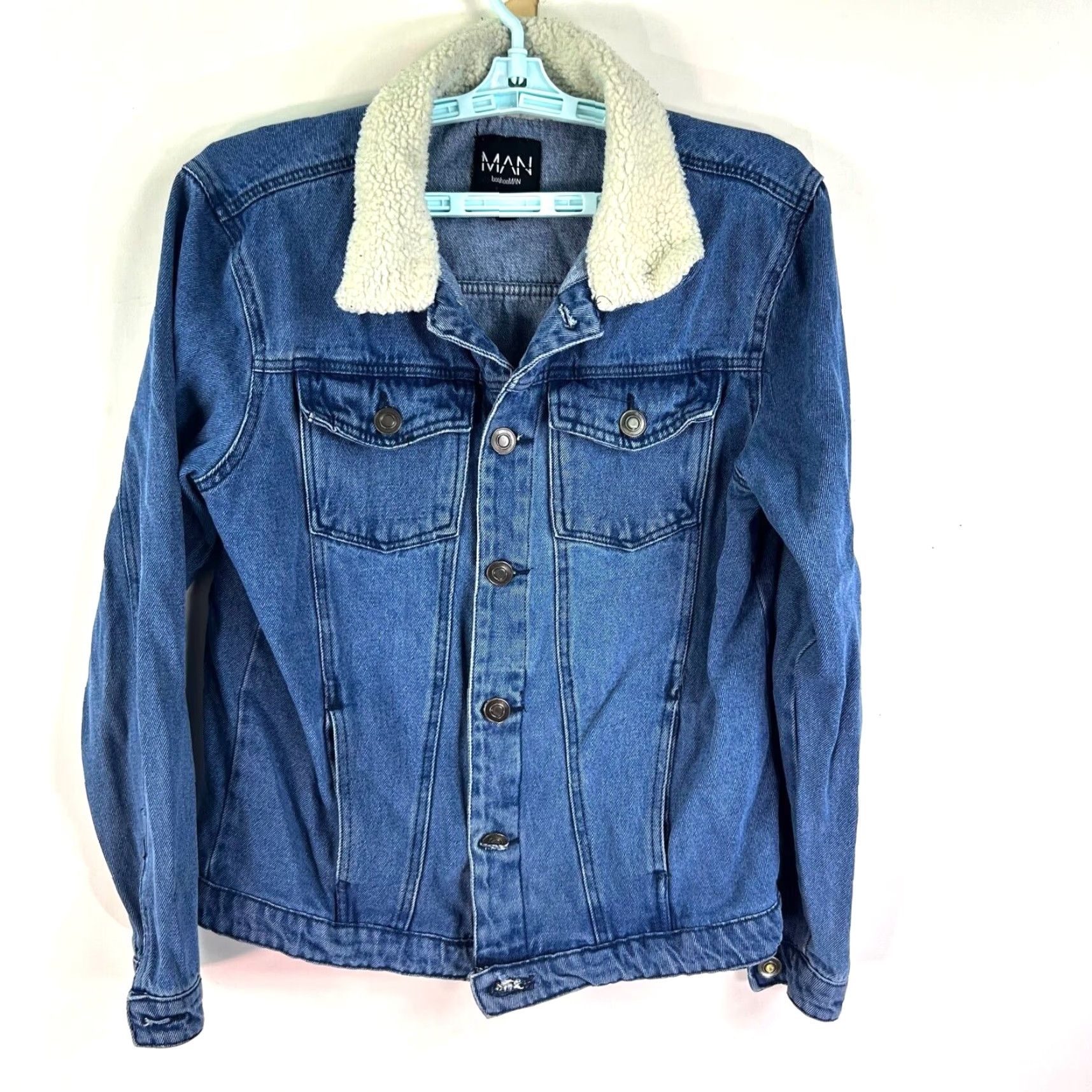 Boohoo VINTAGE Boohoo Denim Jacket Denim Sherpa Collar Jacket Women's S Blue - Boohoo Jacket, Denim, Womens, Small, Blue, 90s, Casualwear Size S / US 4 / IT 40 - 2 Thumbnail
