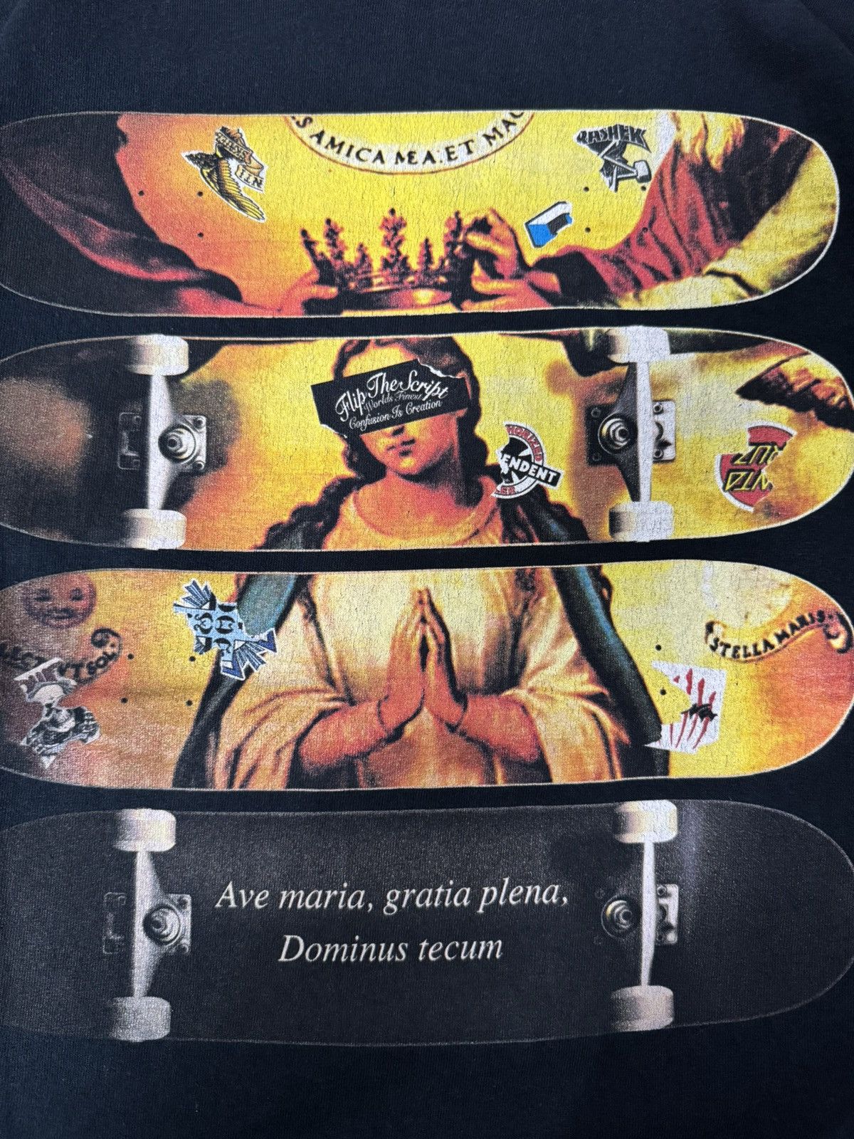 Flip Skateboards FLIP THE SCRIPT SKATEBOARD AVE MARIA GRATIA PLENA T-SHIRT Size US M / EU 48-50 / 2 - 3 Thumbnail
