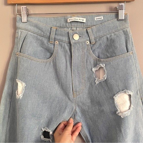 Rejina Pyo Rejina Pyo Distressed / Holes Wide Leg Mia Jeans - 6 🇰🇷 Size 28" / US 6 / IT 42 - 3 Thumbnail