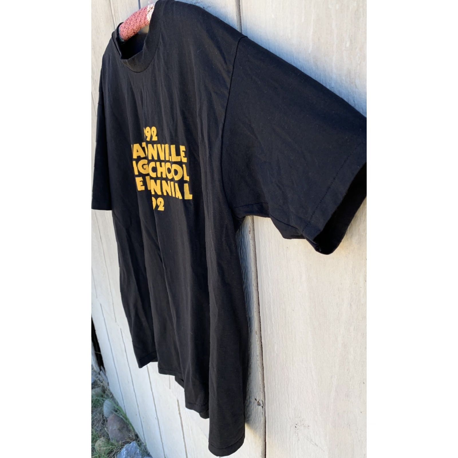 Hanes VINTAGE Watsonville High School Centennial 1992 We Feed The Cats T Shirt XL Hanes Fifty-Fifty Black Short Sleeve Mens Size US XL / EU 56 / 4 - 5 Thumbnail