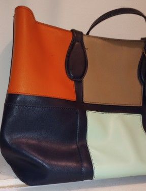 The Unbranded Brand Genuine Leather Color Block Mid-Sized Tote Size ONE SIZE - 2 Thumbnail