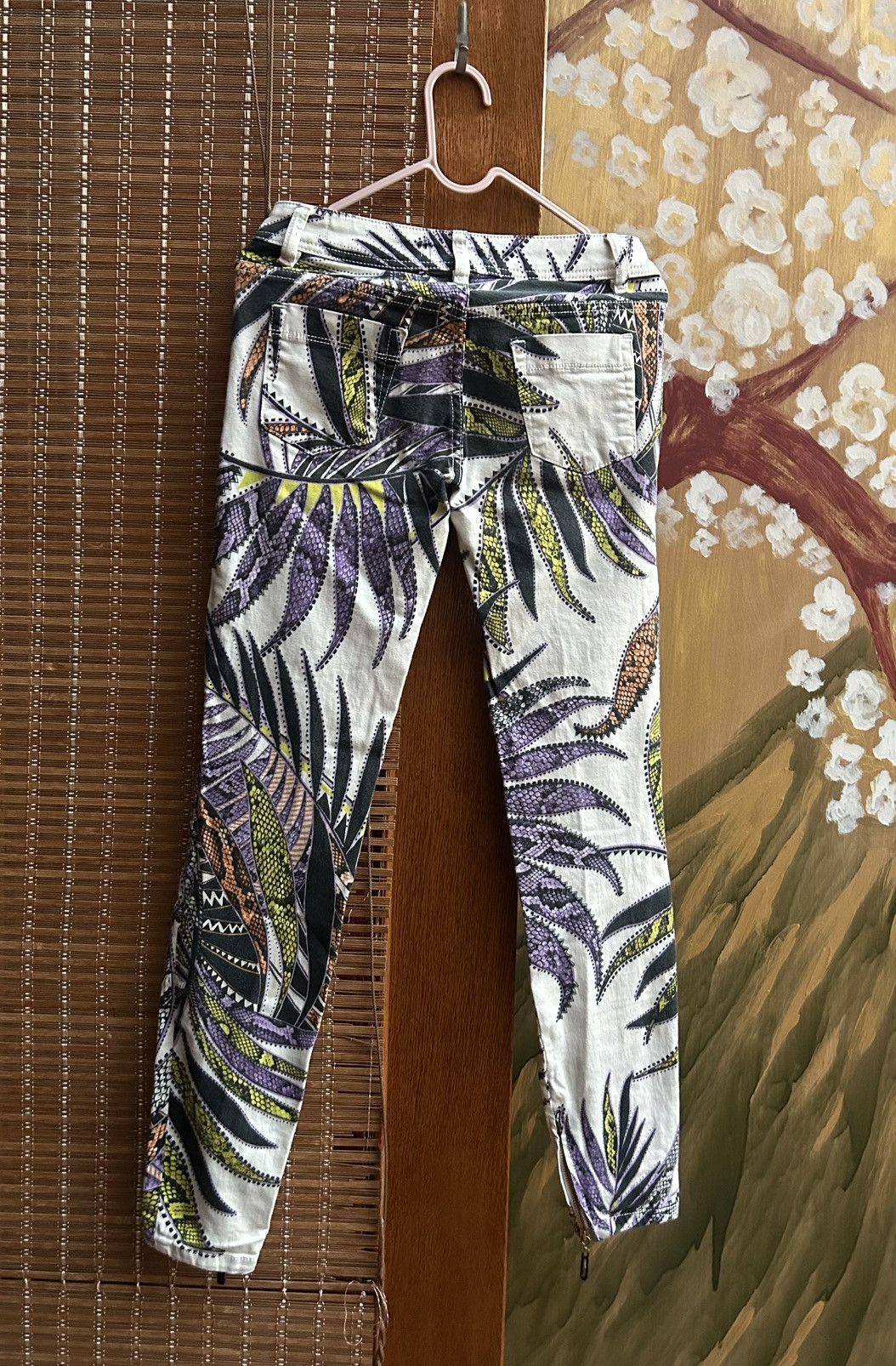 Just Cavalli Vintage Just Cavalli Floral Print Skinny Jeans Ankle Zip Size 26" / US 2 / IT 38 - 2 Thumbnail