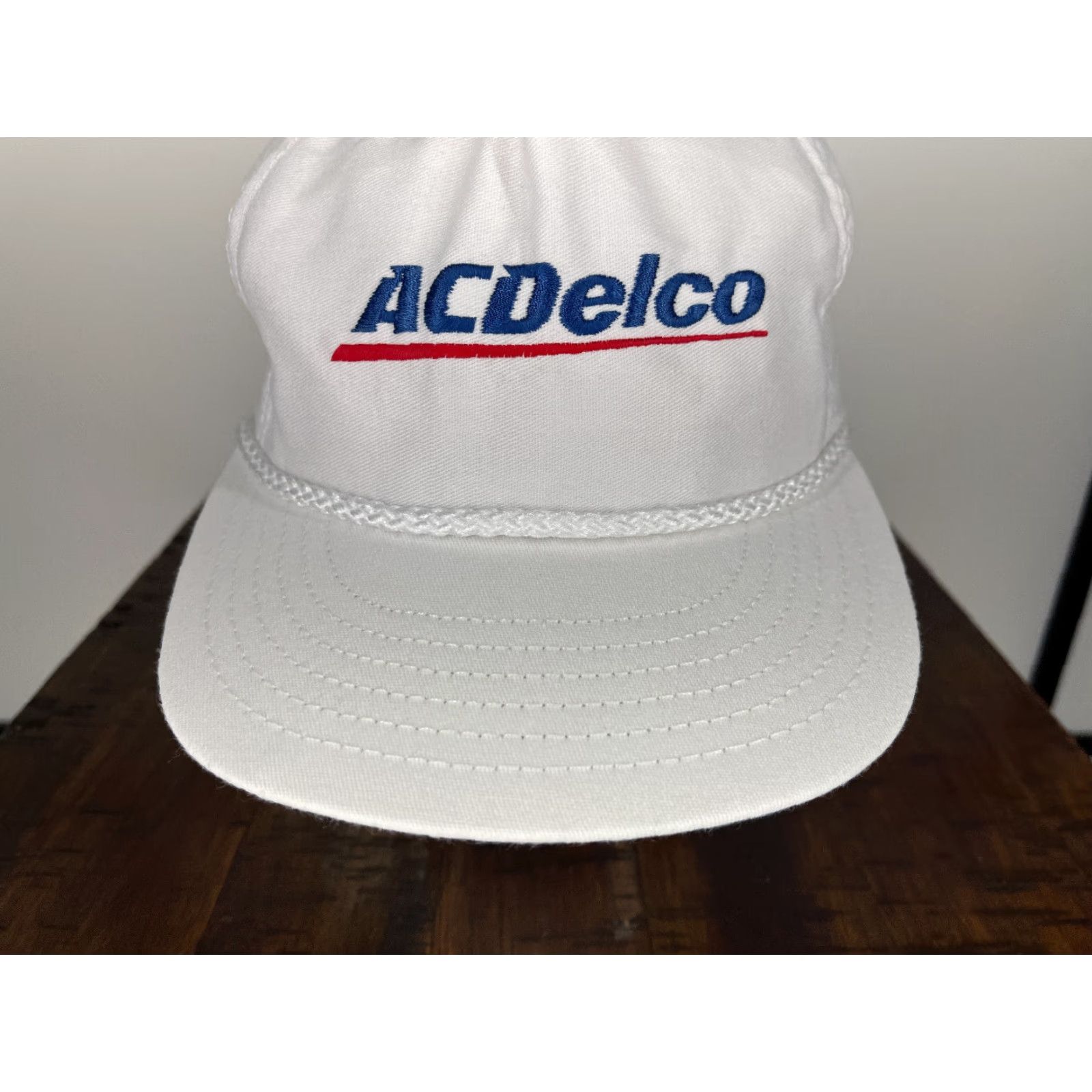 Vintage ACDelco Hat Cap Adult One Size White Cotton Polyester Knit Solid Adjustable Lightweight Baseball Cap Logo Men Mens Size ONE SIZE - 3 Thumbnail
