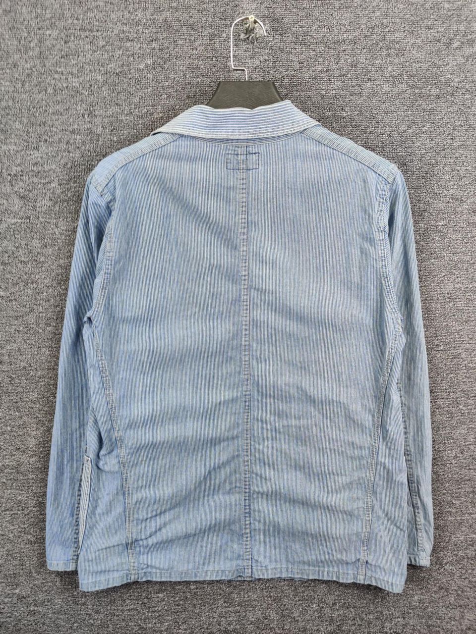Blue Blue Japan Vintage 90s Blue Blue Japan Indigo Stripe Chore Jacket Size US L / EU 52-54 / 3 - 6 Thumbnail