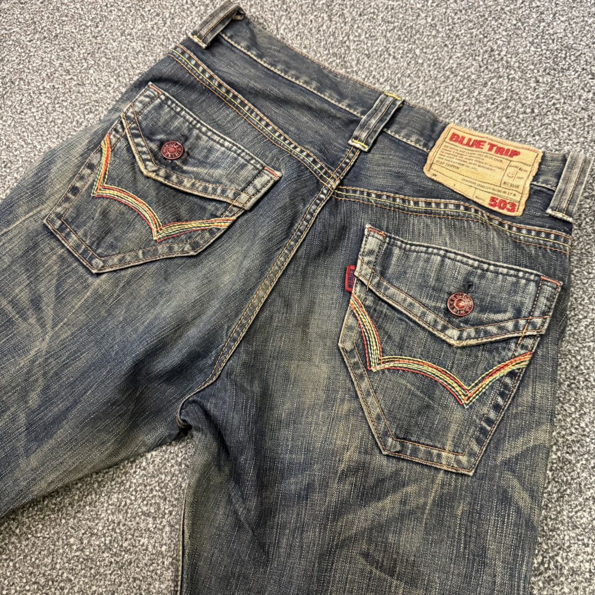 If Six Was Nine 🔥 Vintage Special Flared 🌈 Stich Edwin Blue Trip Mud Denim Size US 30 / EU 46 - 8 Thumbnail