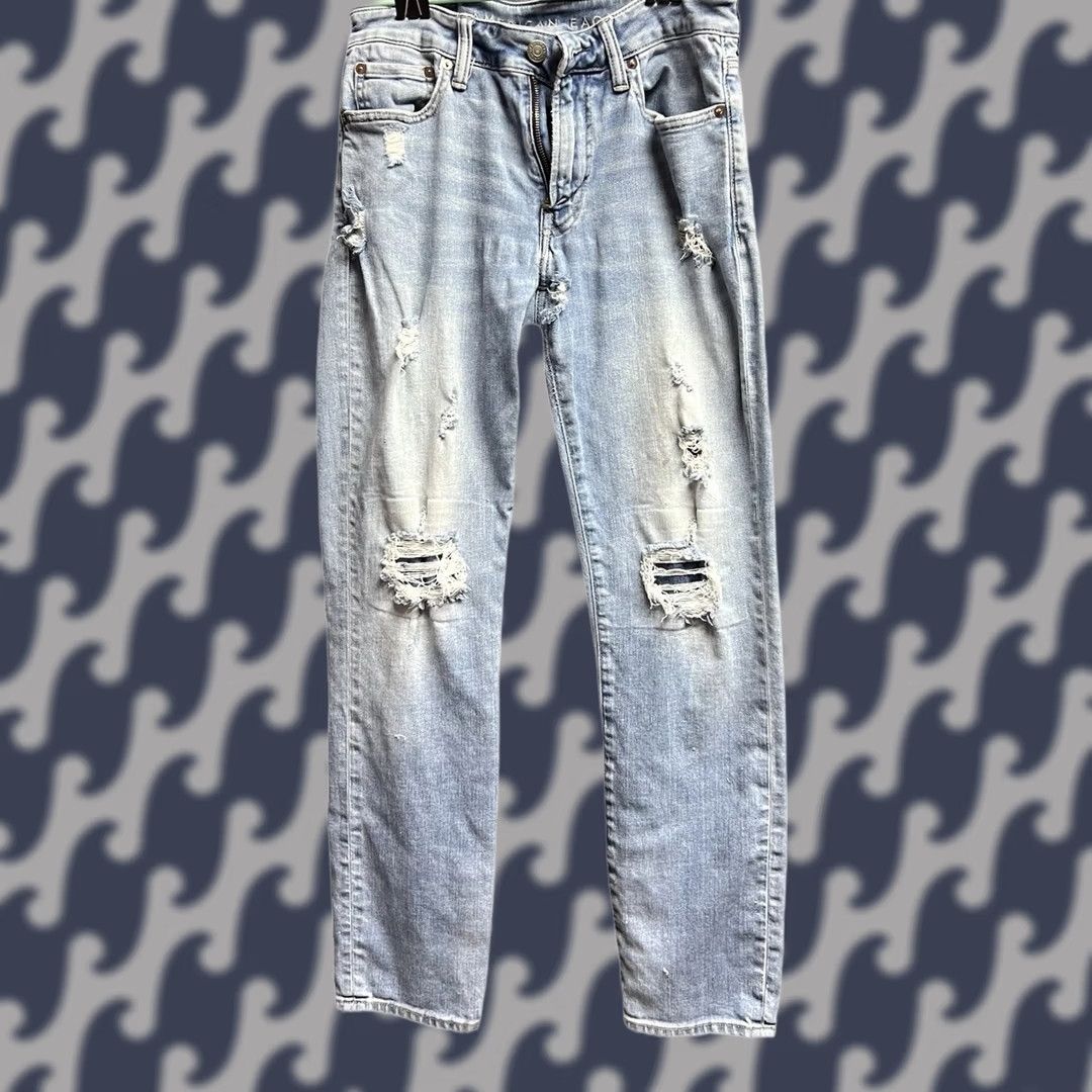 American Eagle Outfitters American Eagle Outfitters Jeans 30x30 AirFlex Distressed Light Wash Straight Mens 30 Slim Blue Denim 5-Pocket Belt Loops Logo jeans Size US 30 / EU 46 - 1 Thumbnail