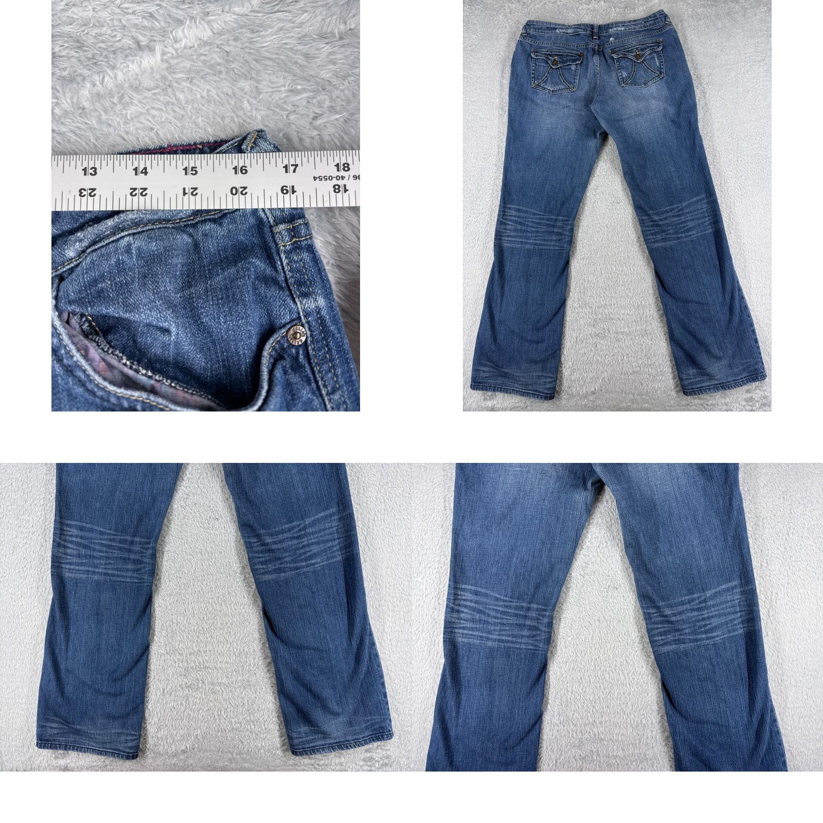 Denime dELiA*s Jeans Women's Blue Denim Bootcut 32x32 Mid Rise Distressed 5-Pocket Cotton Regular Size 15 Vintage No Size 36" / US 14 / IT 50 - 9 Thumbnail